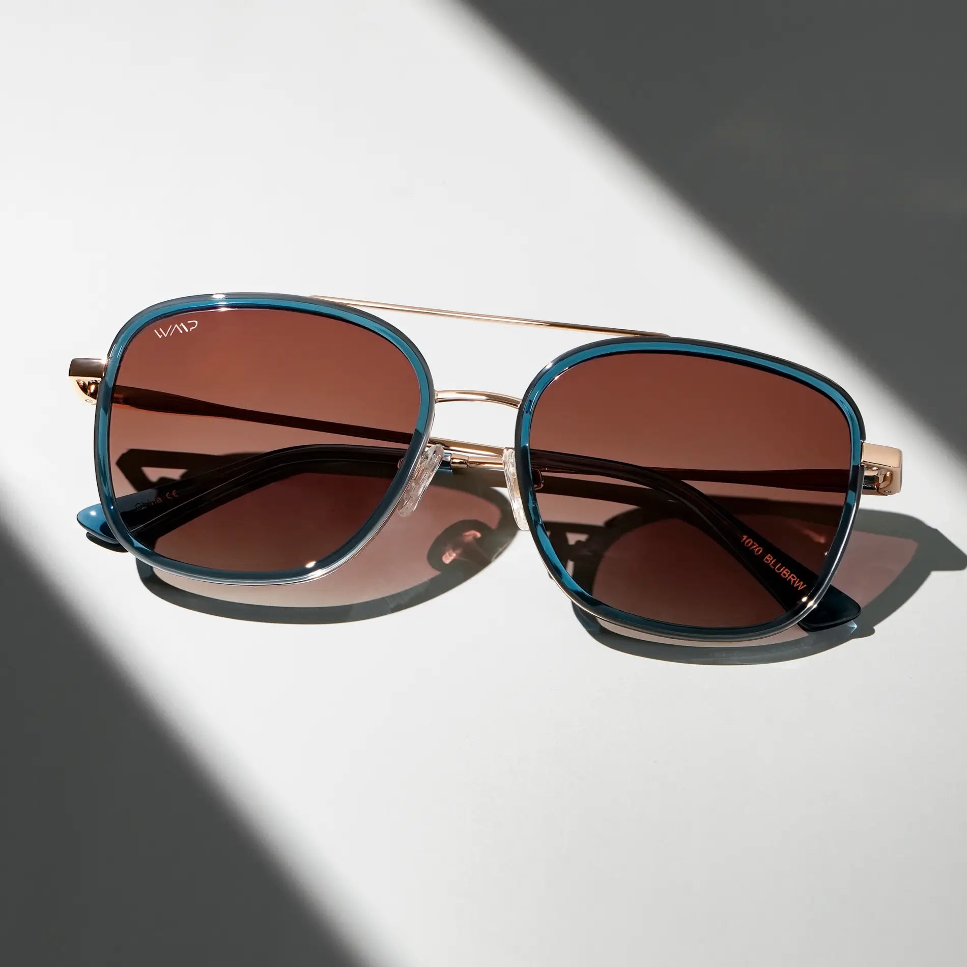 Crystal Cobalt / Gradient Brown Lens || Blue Aviator Frame Sunglasses with Brown Polarized Lenses