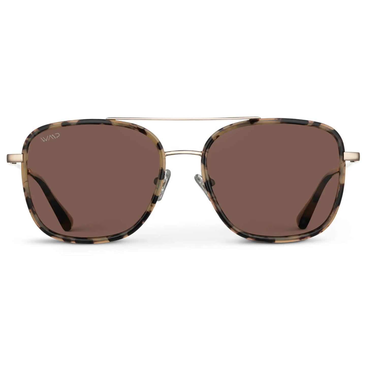 Beige Tortoise / Brown Lens || Brown Tortoise Aviator Frame Sunglasses with Brown Polarized Lenses