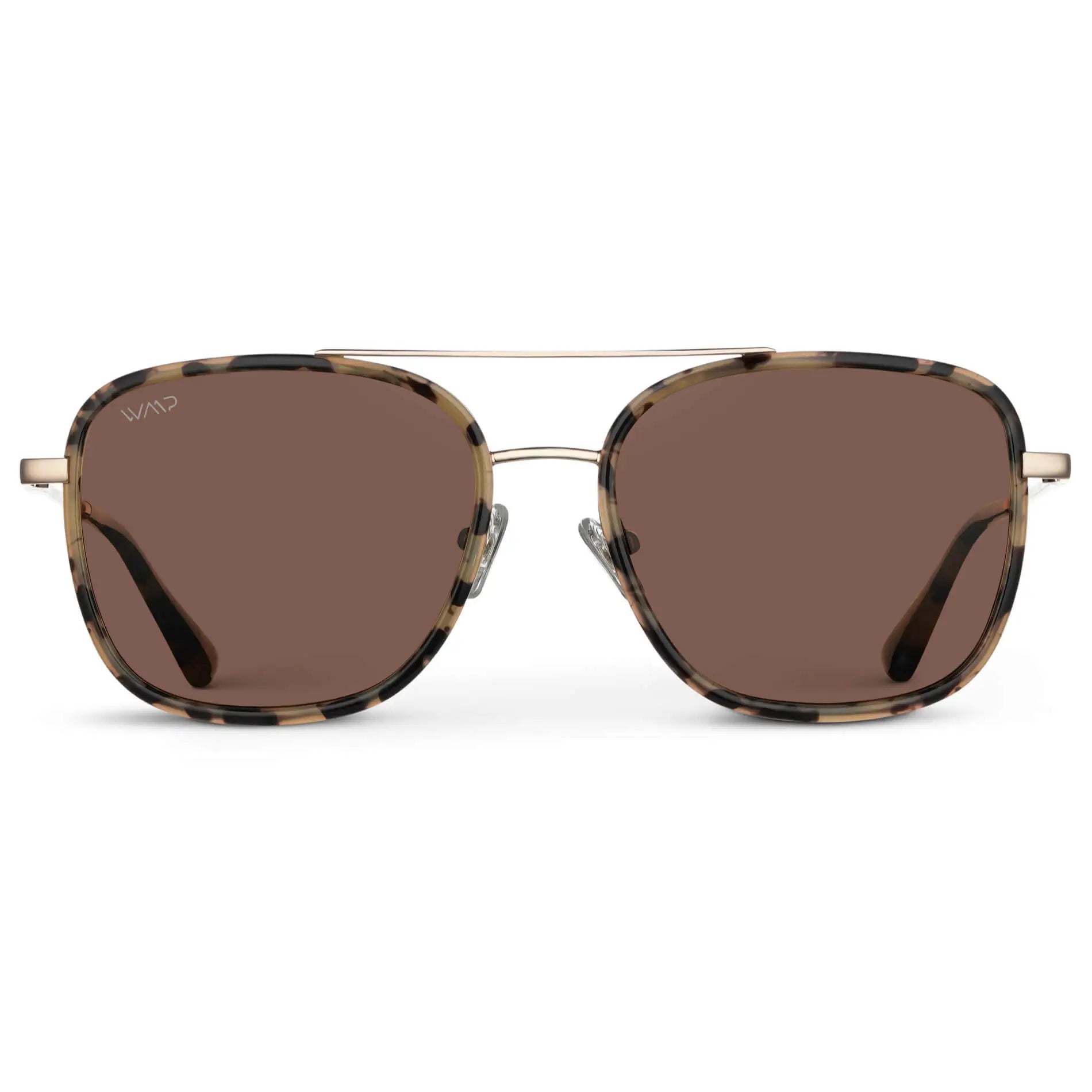 Beige Tortoise / Brown Lens || Brown Tortoise Aviator Frame Sunglasses with Brown Polarized Lenses