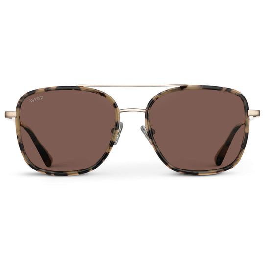 Beige Tortoise / Brown Lens || Brown Tortoise Aviator Frame Sunglasses with Brown Polarized Lenses