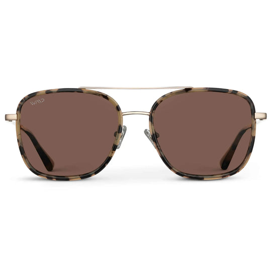Beige Tortoise / Brown Lens || Brown Tortoise Aviator Frame Sunglasses with Brown Polarized Lenses