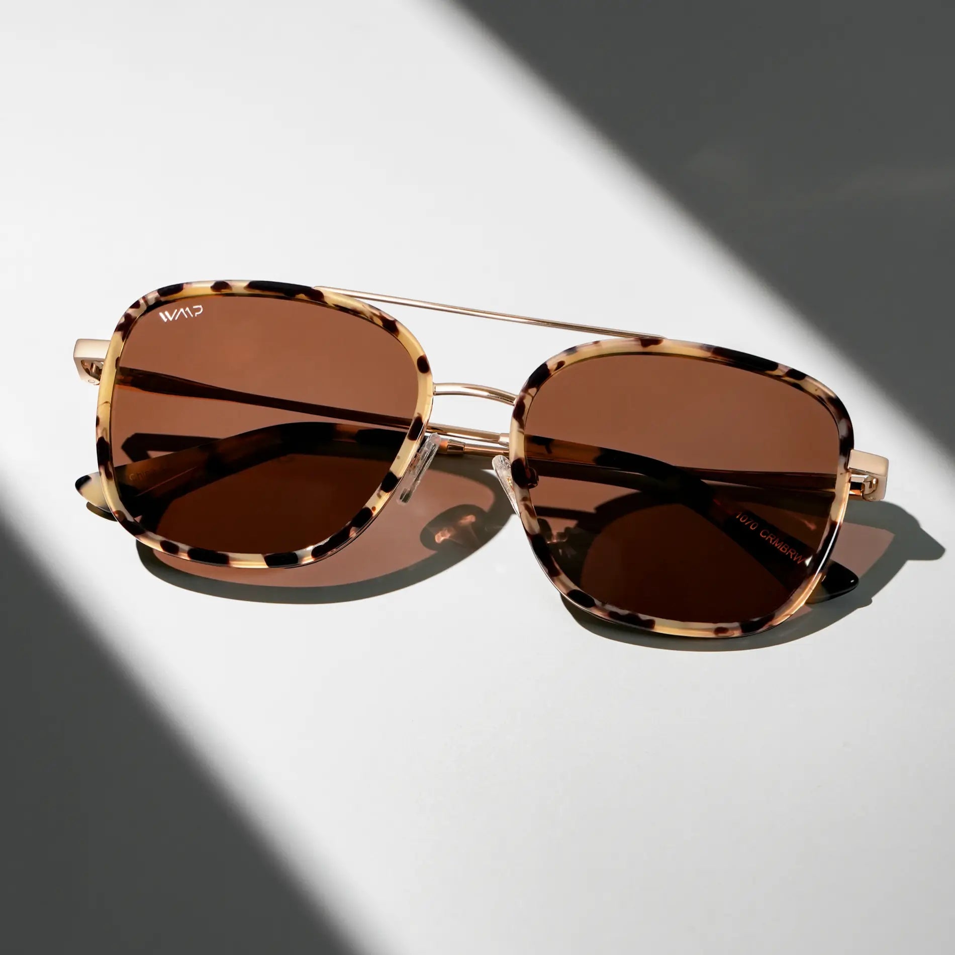 Beige Tortoise / Brown Lens || Brown Tortoise Aviator Frame Sunglasses with Brown Polarized Lenses