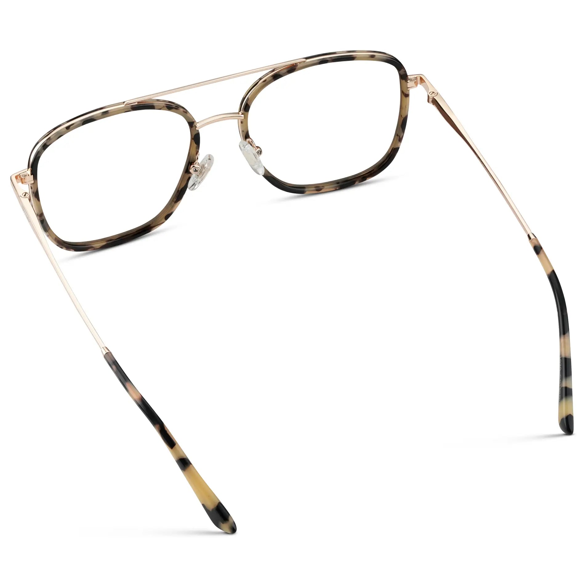 Beige Tortoise || Women's Oversized Square Aviator Prescription Eyeglasses with Beige Tortoise Acetate and Stainless Steel Frame and Clear Lenses