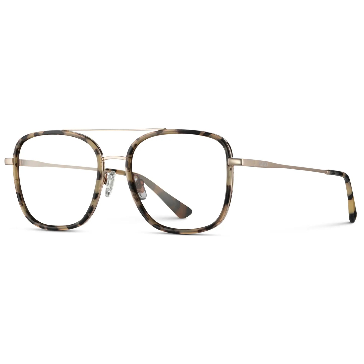 Beige Tortoise || Women's Oversized Square Aviator Prescription Eyeglasses with Beige Tortoise Acetate and Stainless Steel Frame and Clear Lenses