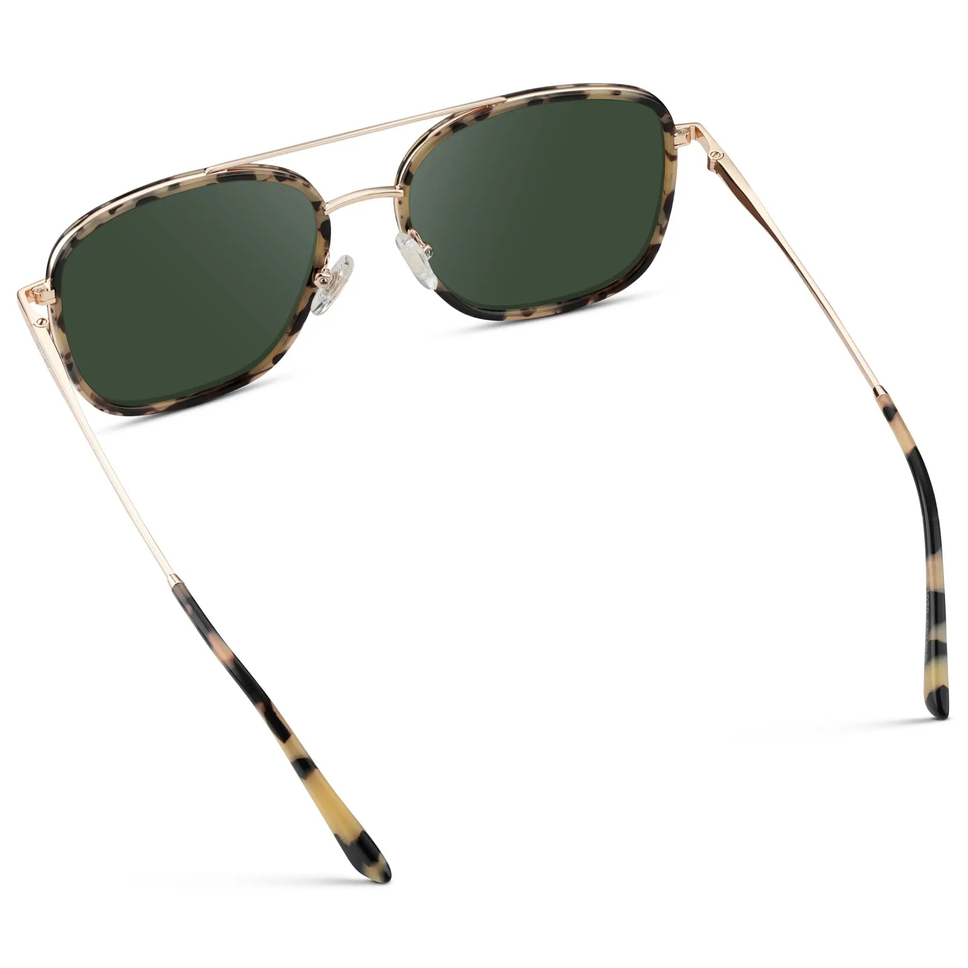 Beige Tortoise / G15 || Women's Oversized Square Aviator Prescription Eyeglasses with a Beige Tortoise Acetate and Stainless Steel Frame and Green Lenses