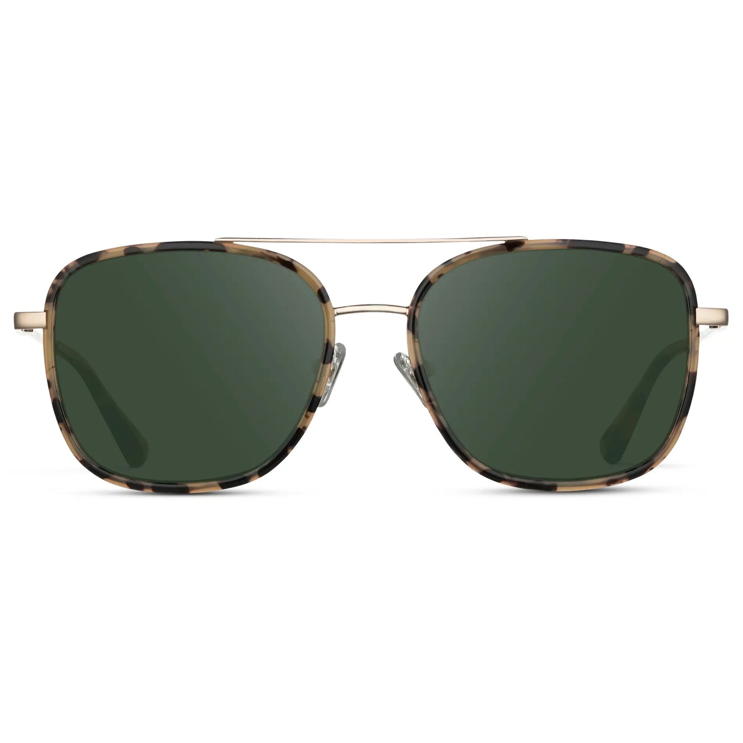 Beige Tortoise / G15 || Women's Oversized Square Aviator Prescription Eyeglasses with a Beige Tortoise Acetate and Stainless Steel Frame and Green Lenses