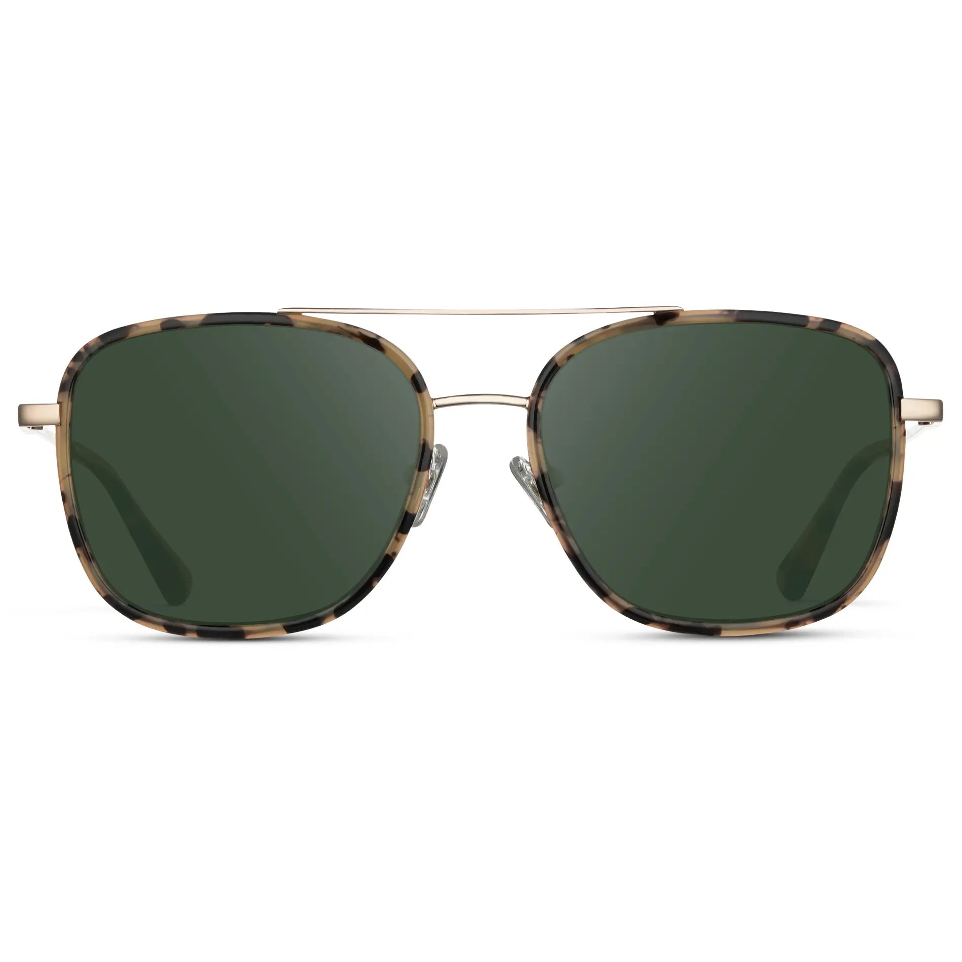 Beige Tortoise / G15 || Women's Oversized Square Aviator Prescription Eyeglasses with a Beige Tortoise Acetate and Stainless Steel Frame and Green Lenses