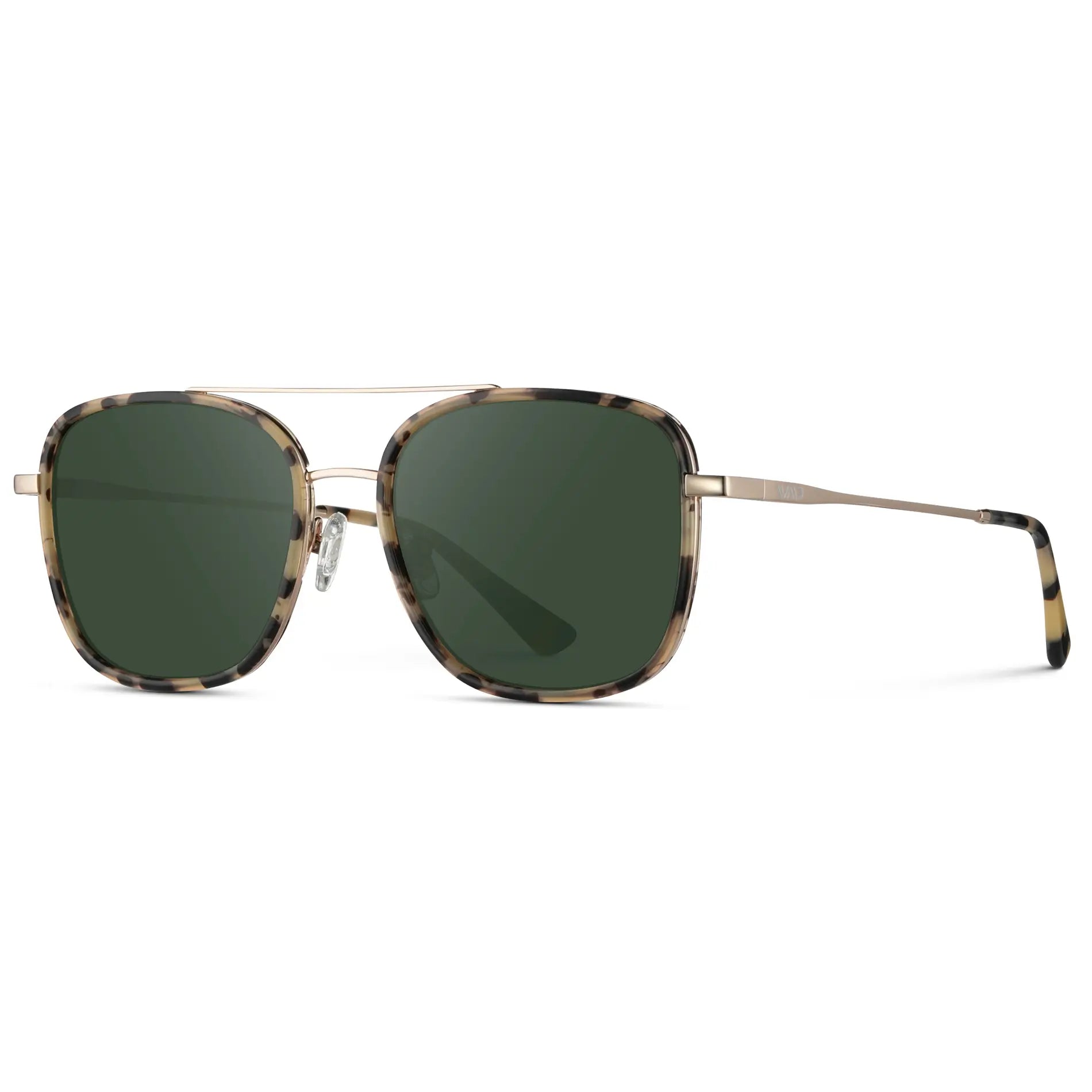 Beige Tortoise / G15 || Women's Oversized Square Aviator Prescription Eyeglasses with a Beige Tortoise Acetate and Stainless Steel Frame and Green Lenses