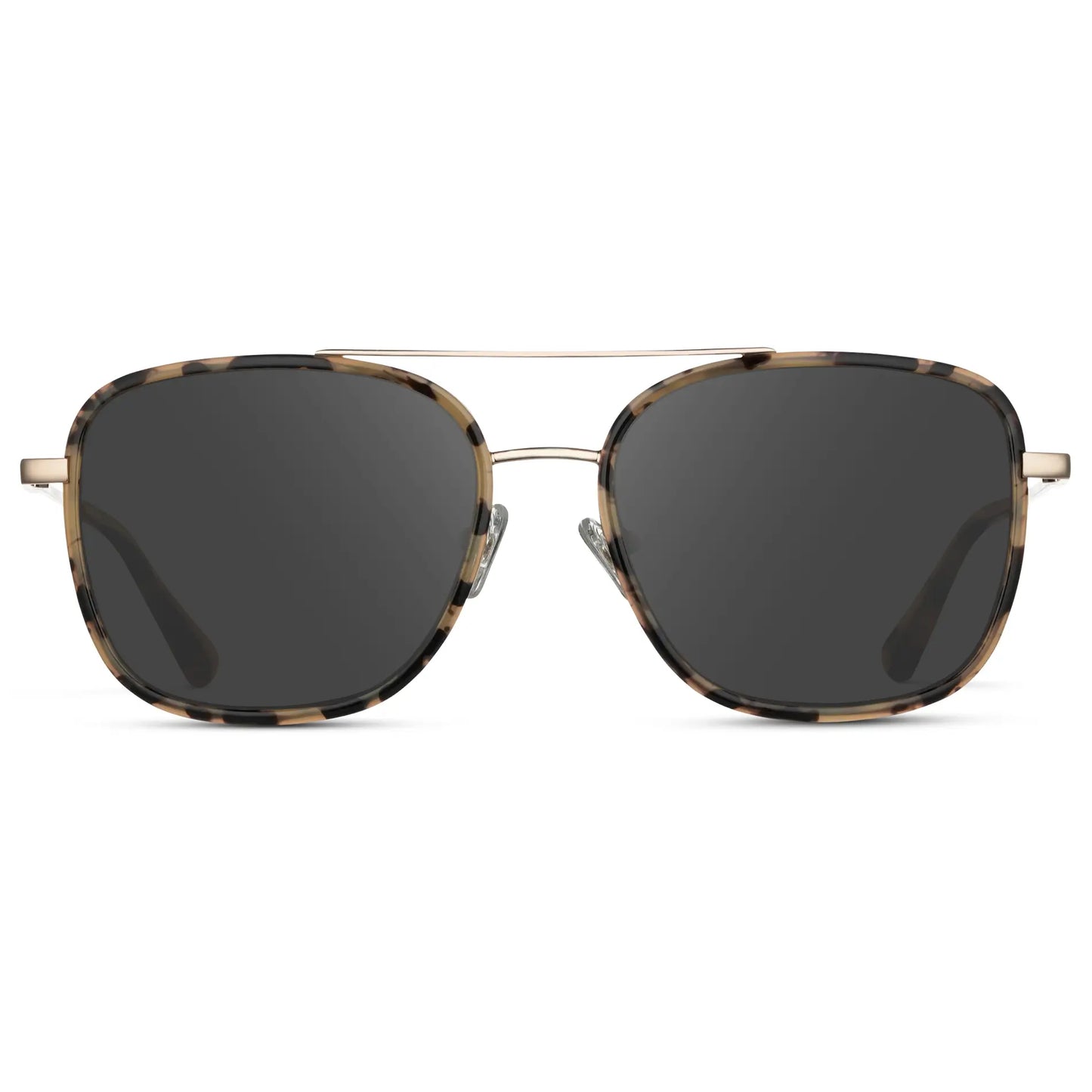 Beige Tortoise / Grey || Women's Oversized Square Aviator Prescription Eyeglasses with a Beige Tortoise Acetate and Stainless Steel Frame and Grey Lenses