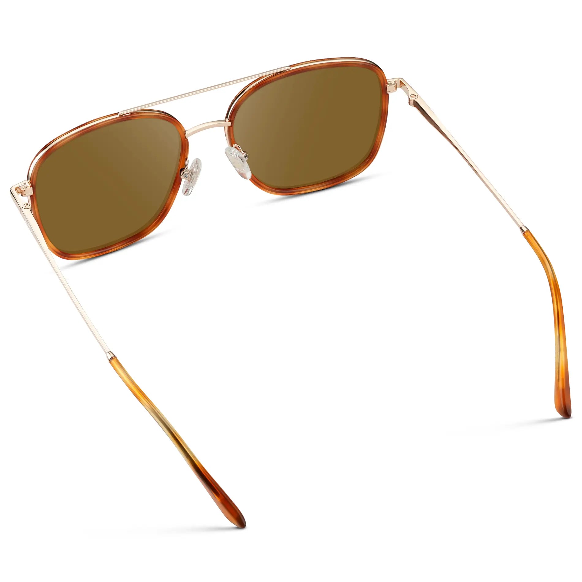 Sunset Tortoise / Amber || Women's Oversized Prescription Sunglasses with Sunset Tortoise Acetate Frame, Gold Stainless Steel Temples and Brown Prescription Lens