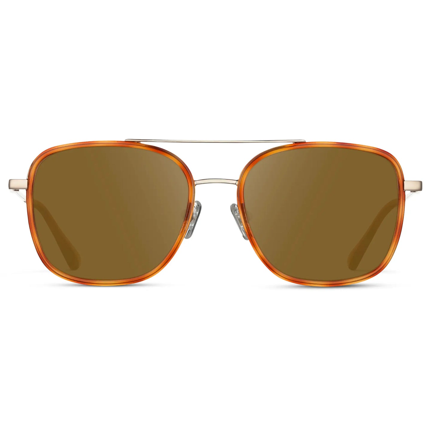 Sunset Tortoise / Amber || Women's Oversized Prescription Sunglasses with Sunset Tortoise Acetate Frame, Gold Stainless Steel Temples and Brown Prescription Lens