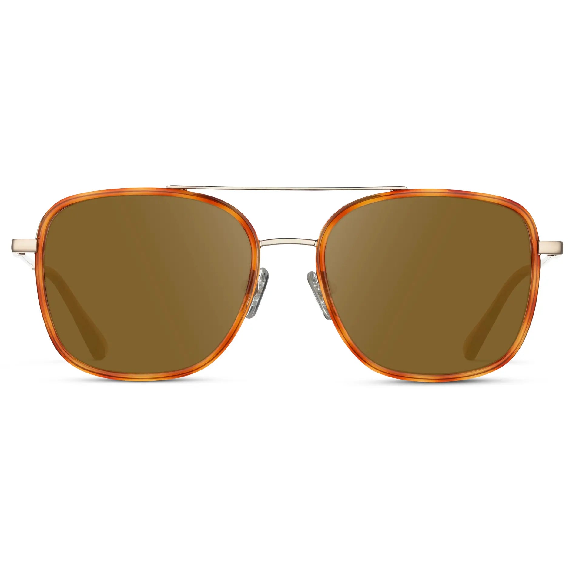 Sunset Tortoise / Amber || Women's Oversized Prescription Sunglasses with Sunset Tortoise Acetate Frame, Gold Stainless Steel Temples and Brown Prescription Lens