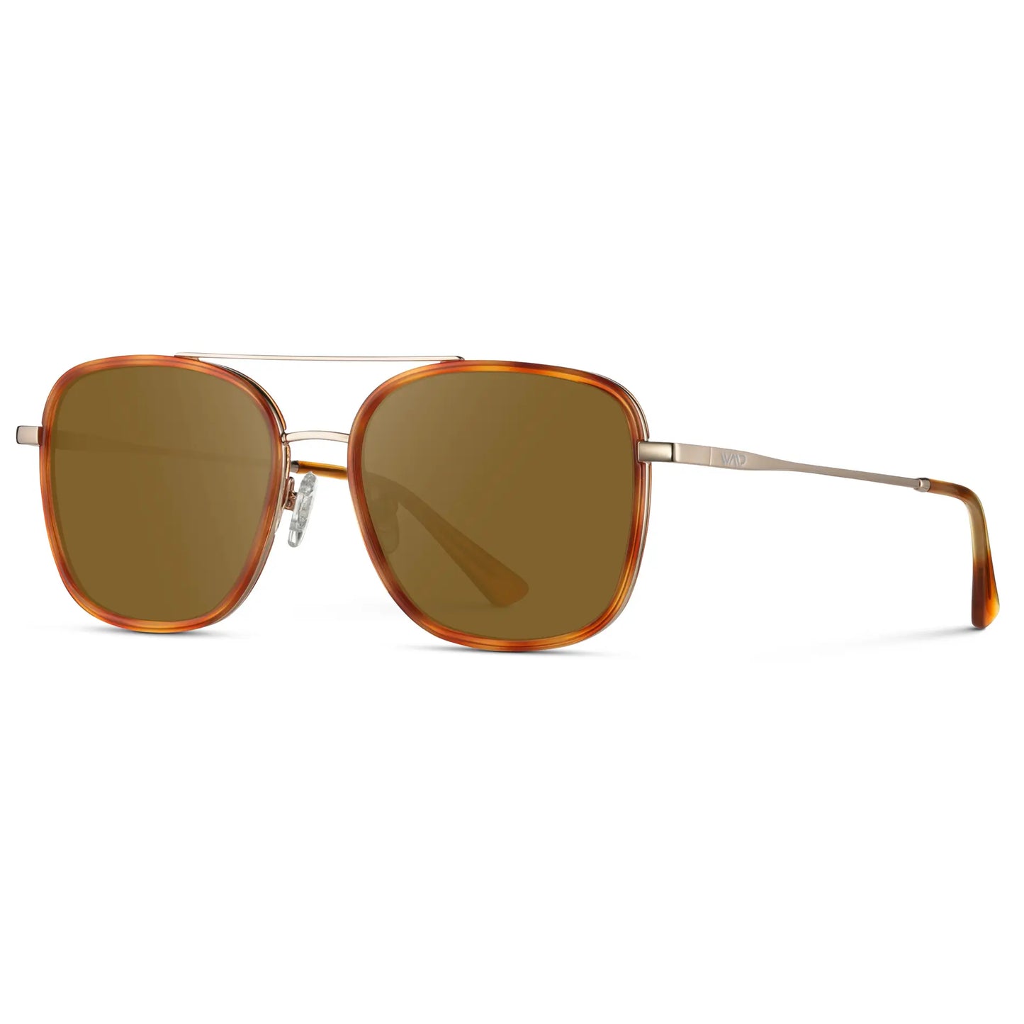Sunset Tortoise / Amber || Women's Oversized Prescription Sunglasses with Sunset Tortoise Acetate Frame, Gold Stainless Steel Temples and Brown Prescription Lens