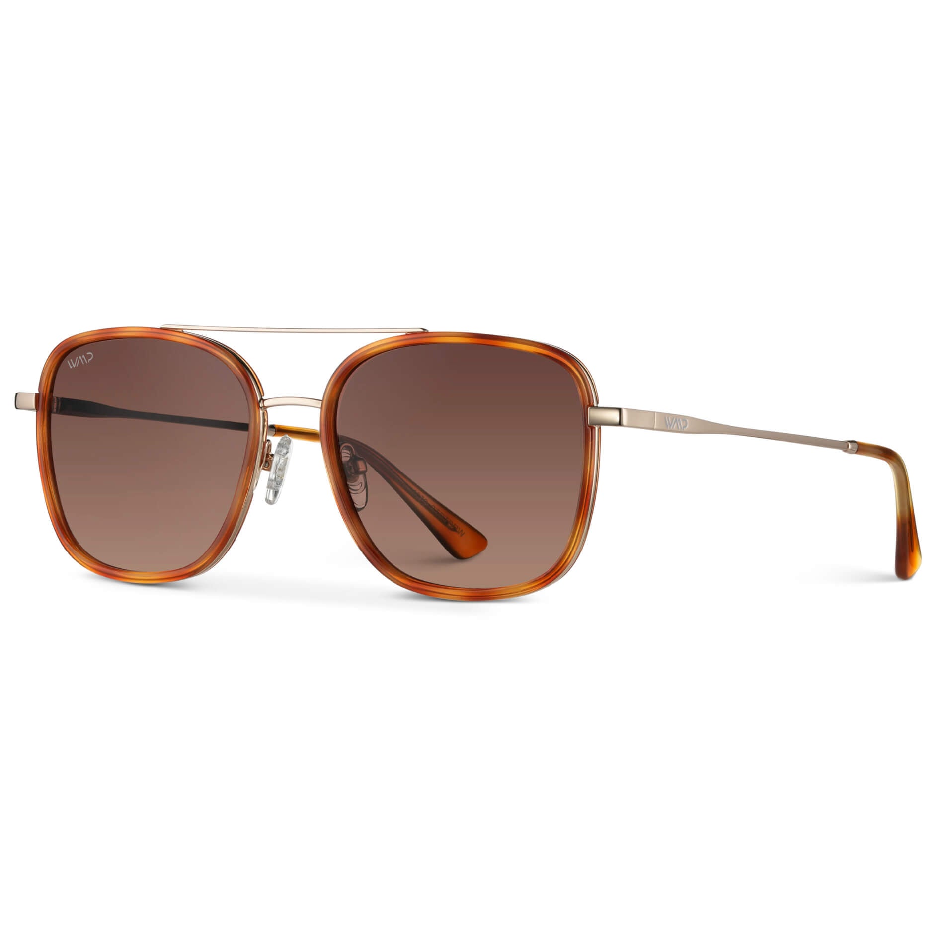 Sunset Tortoise / Gradient Brown Lens || Brown Tortoise Aviator Frame Sunglasses with Brown Polarized Lenses side-image