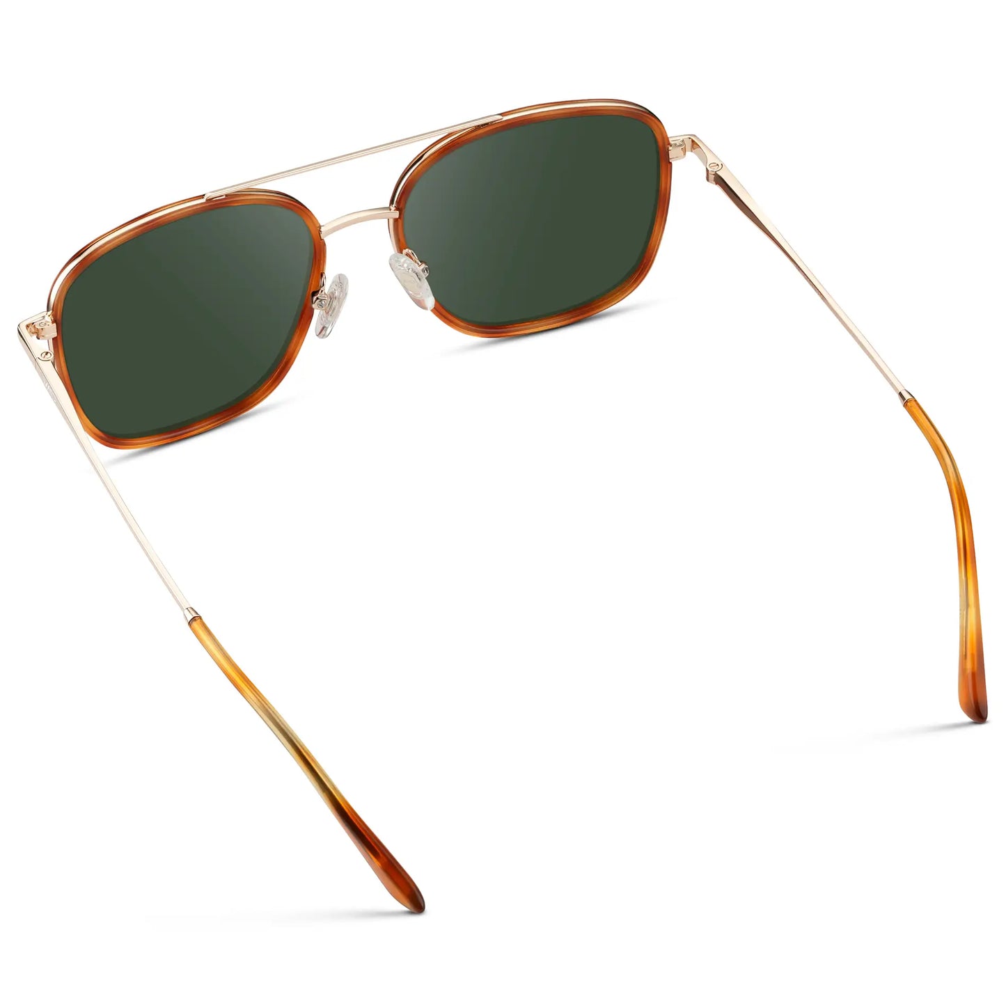 Sunset Tortoise / G15 || Women's Oversized Prescription Sunglasses with Sunset Tortoise Acetate Frame, Gold Stainless Steel Temples and Green Prescription Lens