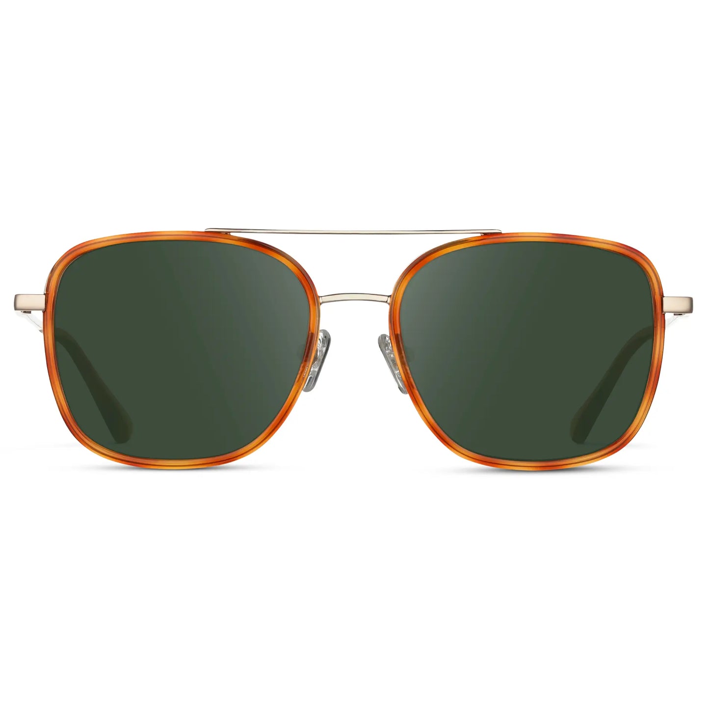 Sunset Tortoise / G15 || Women's Oversized Prescription Sunglasses with Sunset Tortoise Acetate Frame, Gold Stainless Steel Temples and Green Prescription Lens