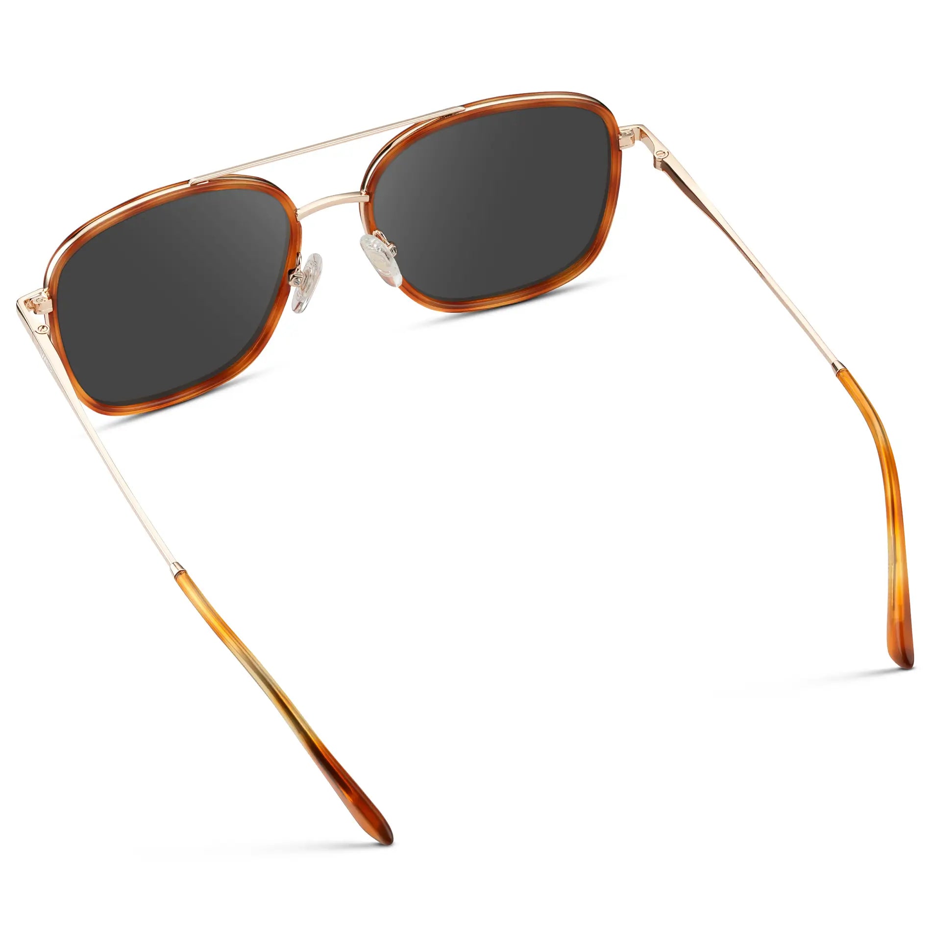 Sunset Tortoise / Grey || Women's Oversized Prescription Sunglasses with Sunset Tortoise Acetate Frame, Gold Stainless Steel Temples and Grey Prescription Lens