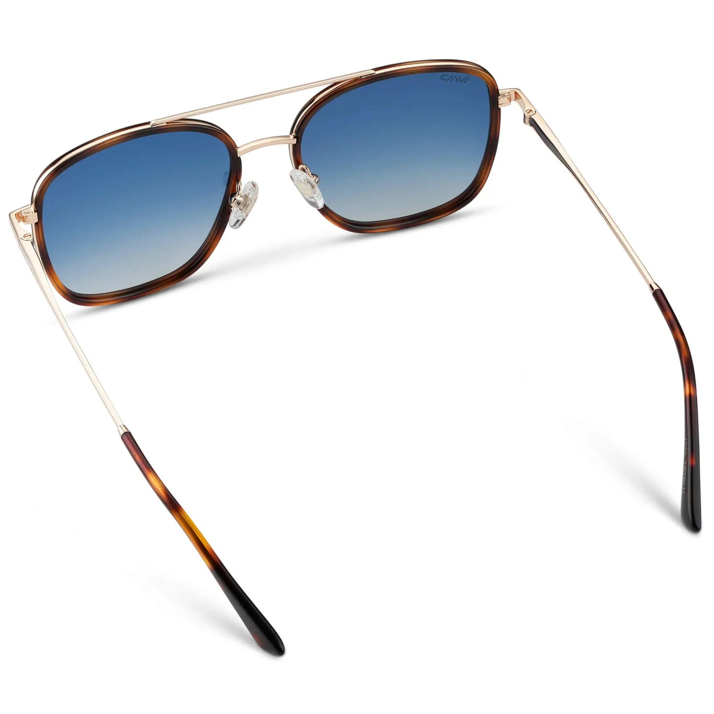 Brown Tortoise / Gradient Blue Lens || Brown Tortoise Aviator Frame Sunglasses with Blue Polarized Lenses