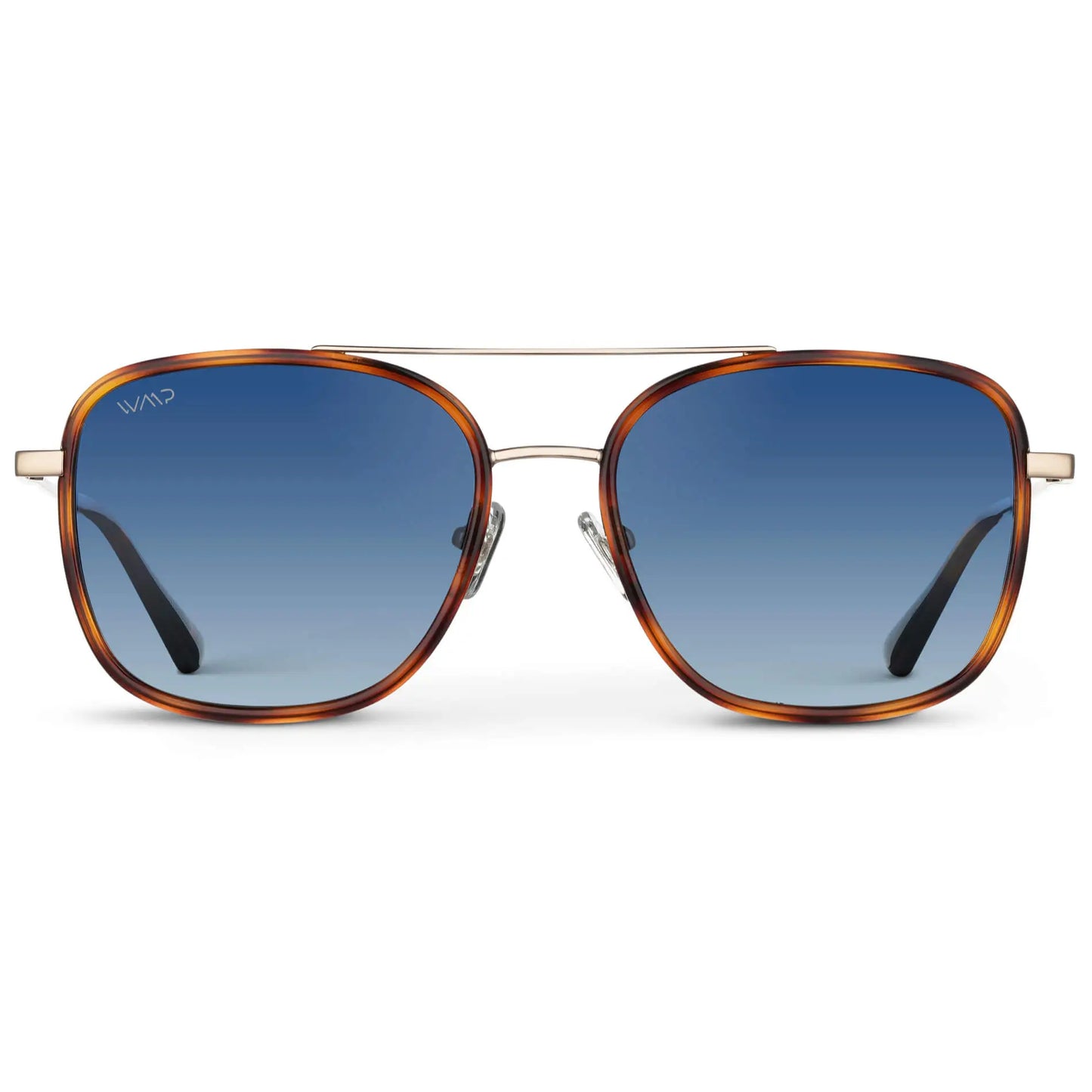 Brown Tortoise / Gradient Blue Lens || Brown Tortoise Aviator Frame Sunglasses with Blue Polarized Lenses