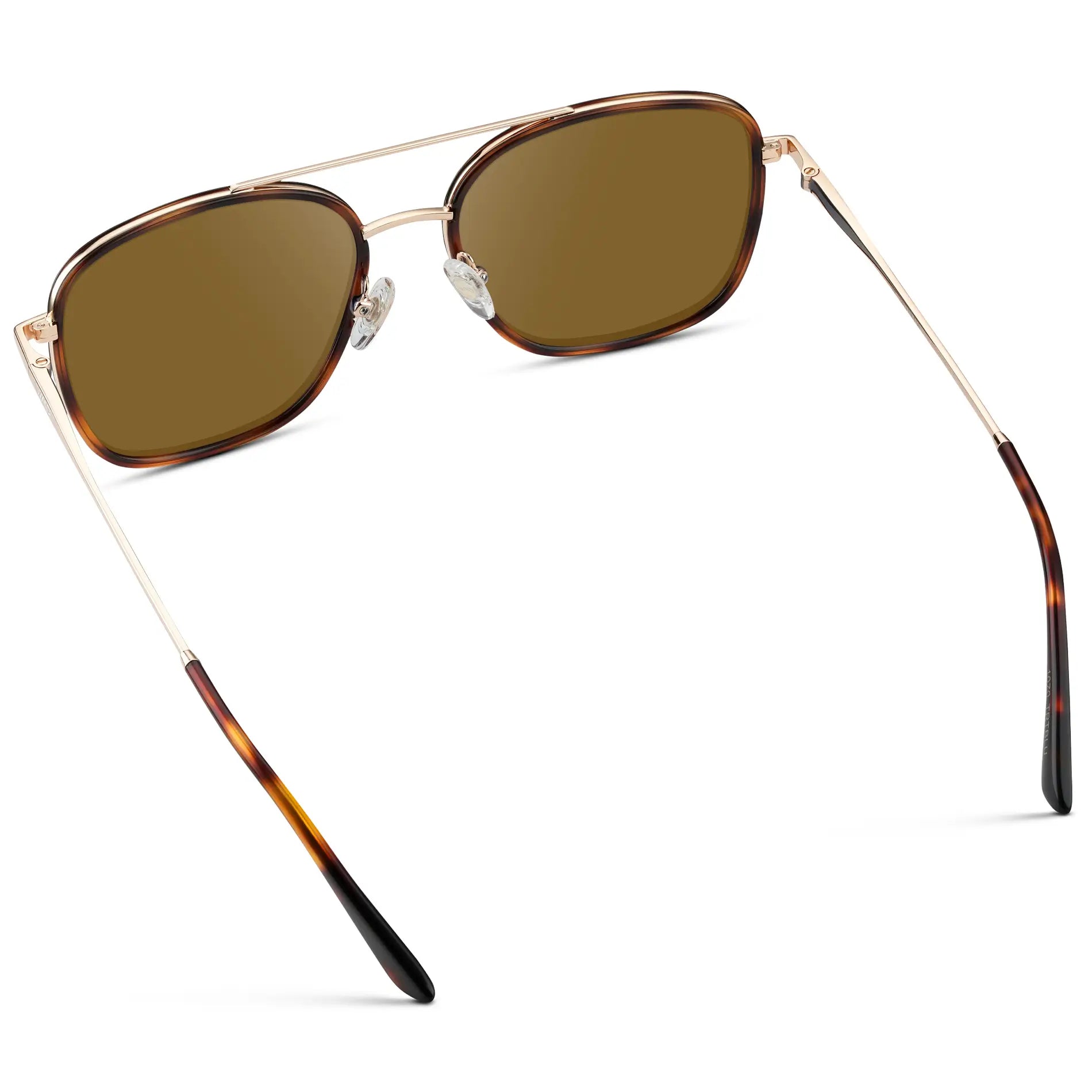 Brown Tortoise / Amber || Women's Oversized Square Aviator Prescription Eyeglasses with Brown Tortoise Acetate and Stainless Steel Frame and Brown Lenses
