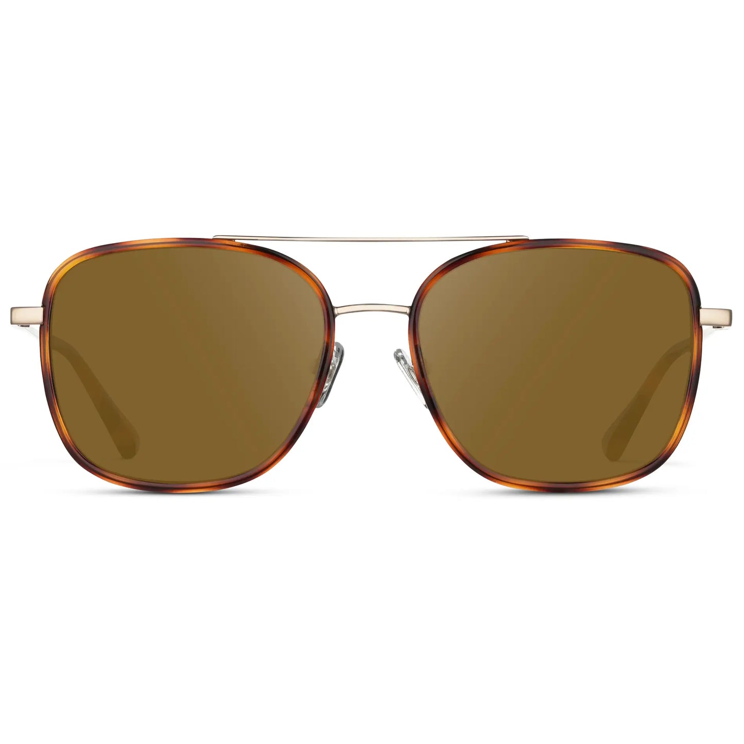 Brown Tortoise / Amber || Women's Oversized Square Aviator Prescription Eyeglasses with Brown Tortoise Acetate and Stainless Steel Frame and Brown Lenses