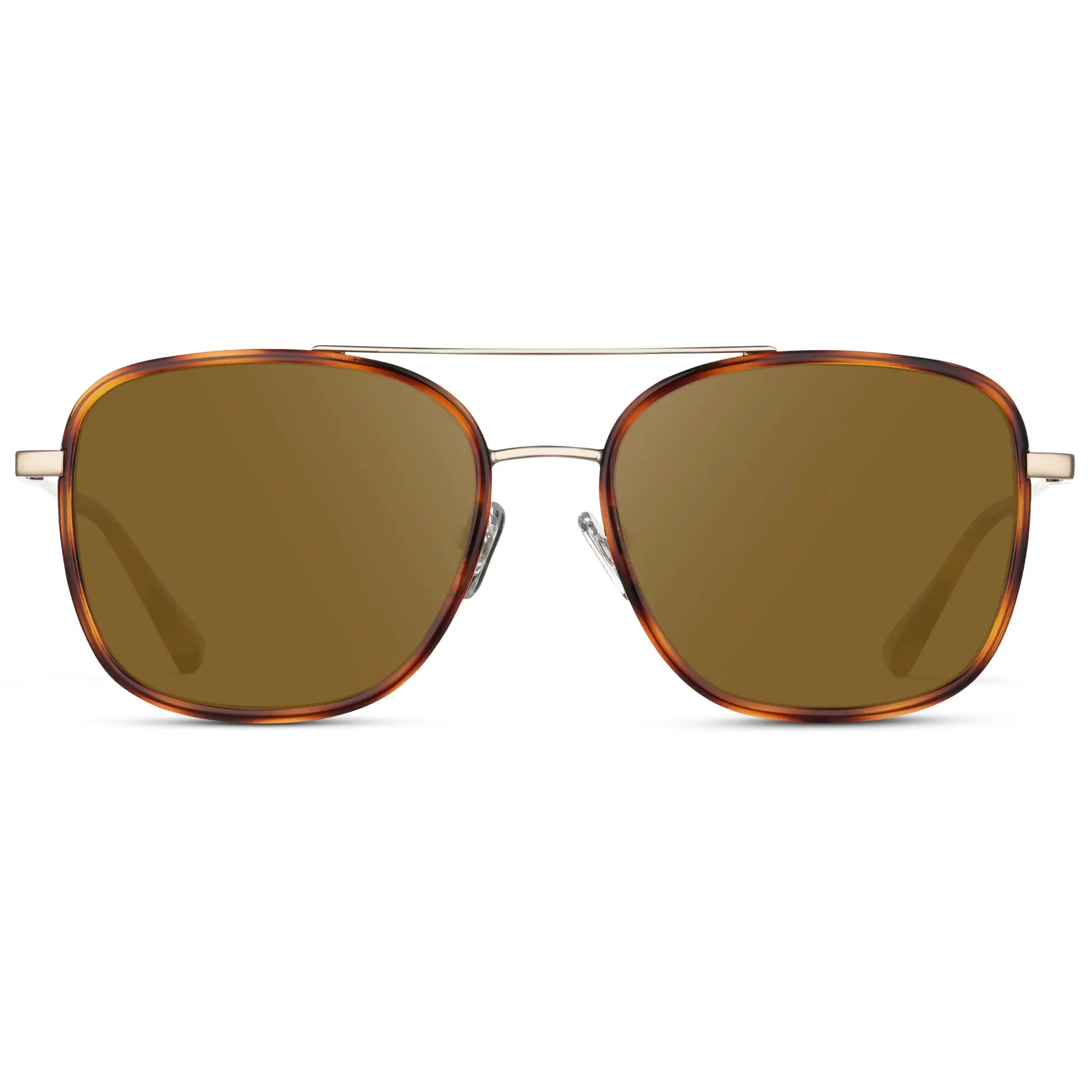 Brown Tortoise / Amber || Women's Oversized Square Aviator Prescription Eyeglasses with Brown Tortoise Acetate and Stainless Steel Frame and Brown Lenses
