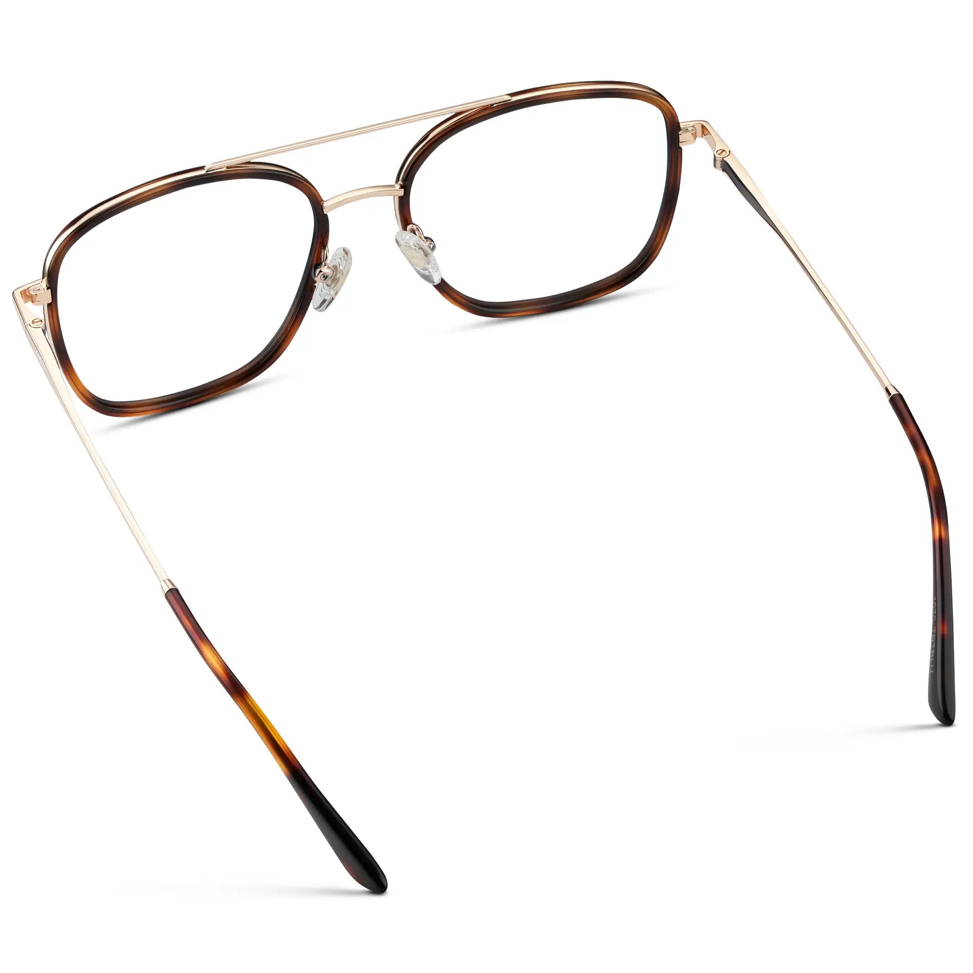 Brown Tortoise || Women's Oversized Square Aviator Prescription Eyeglasses with Brown Tortoise Acetate and Stainless Steel Frame and Clear Lenses