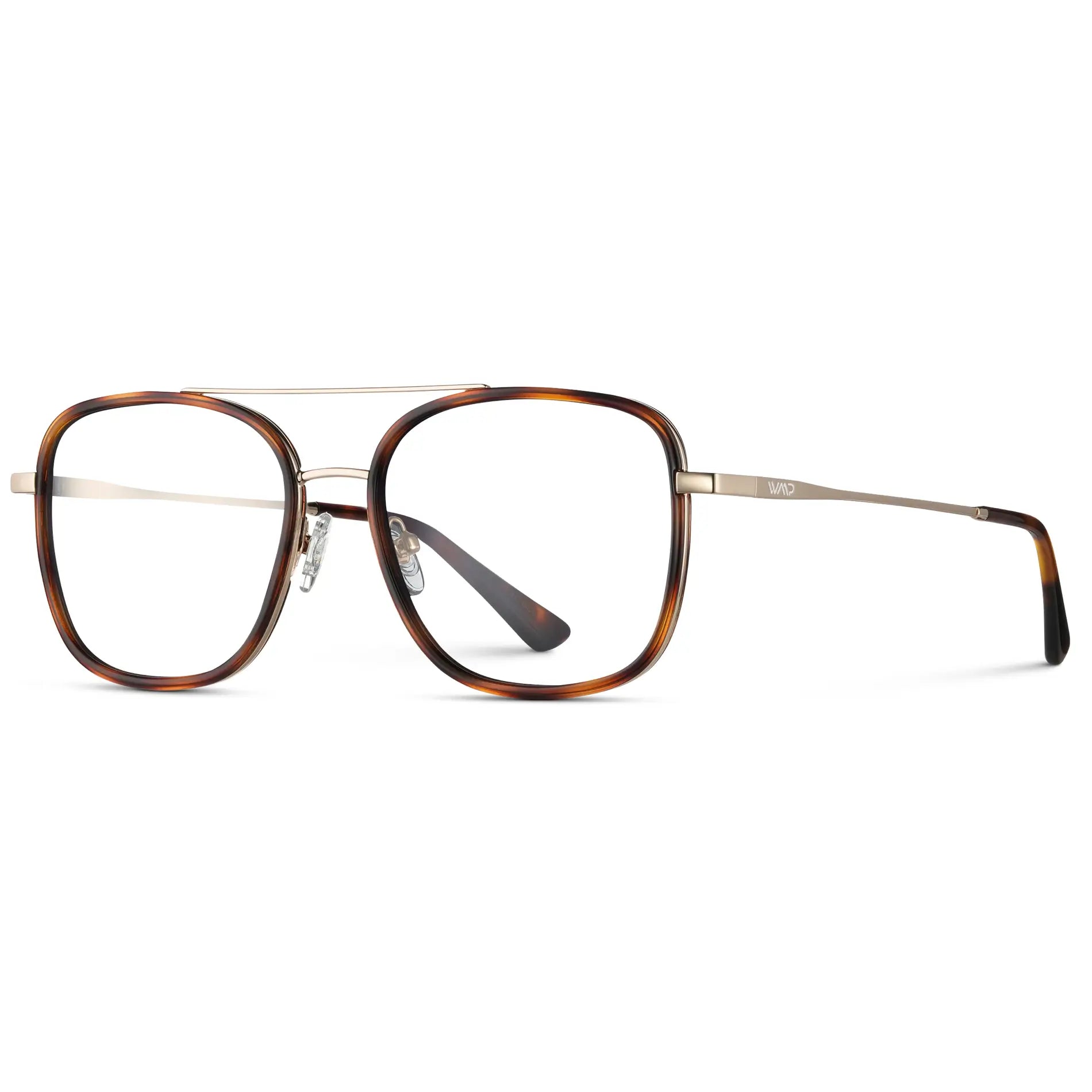 Brown Tortoise || Women's Oversized Square Aviator Prescription Eyeglasses with Brown Tortoise Acetate and Stainless Steel Frame and Clear Lenses