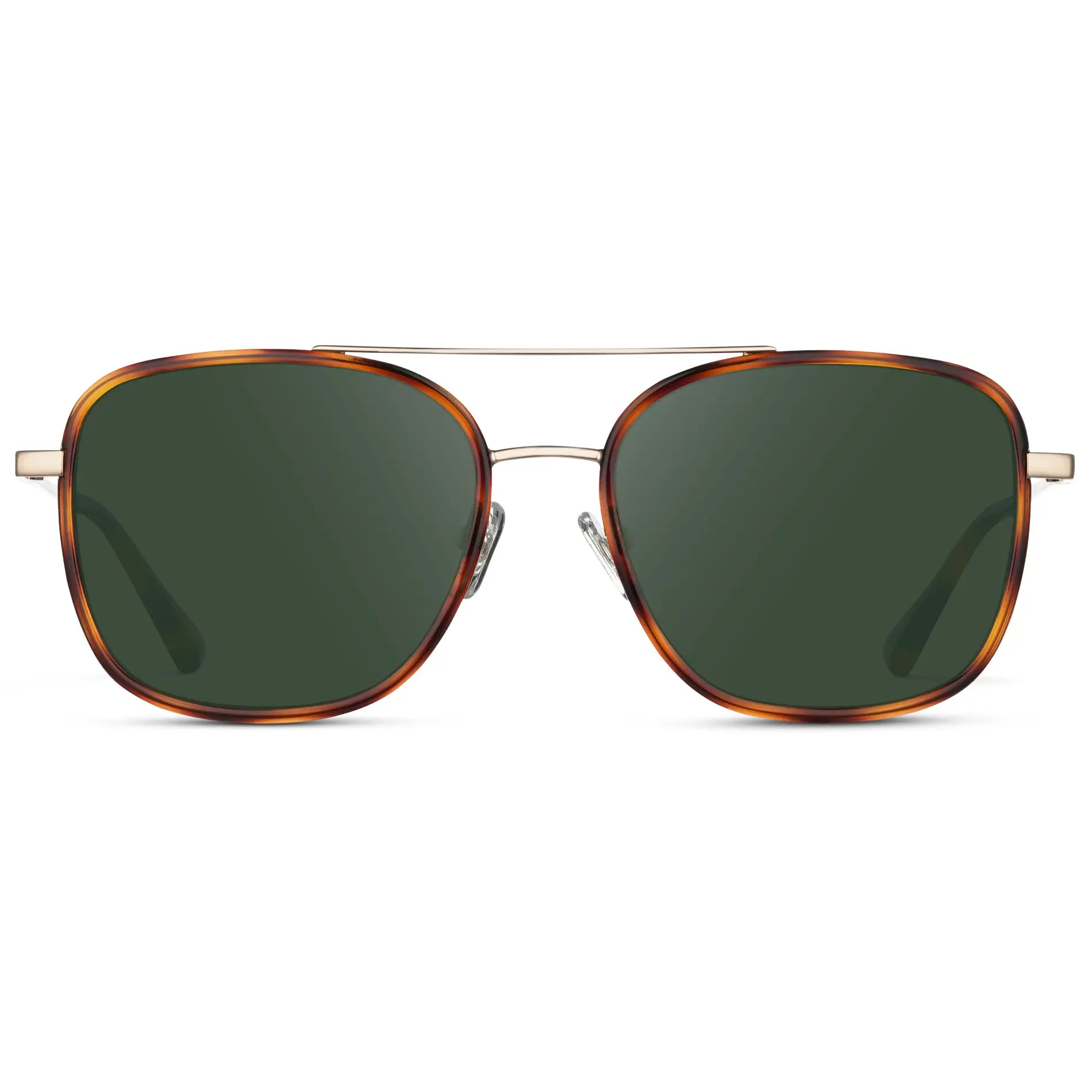 Brown Tortoise / G15 || Women's Oversized Square Aviator Prescription Eyeglasses with Brown Tortoise Acetate and Stainless Steel Frame and Green Lenses