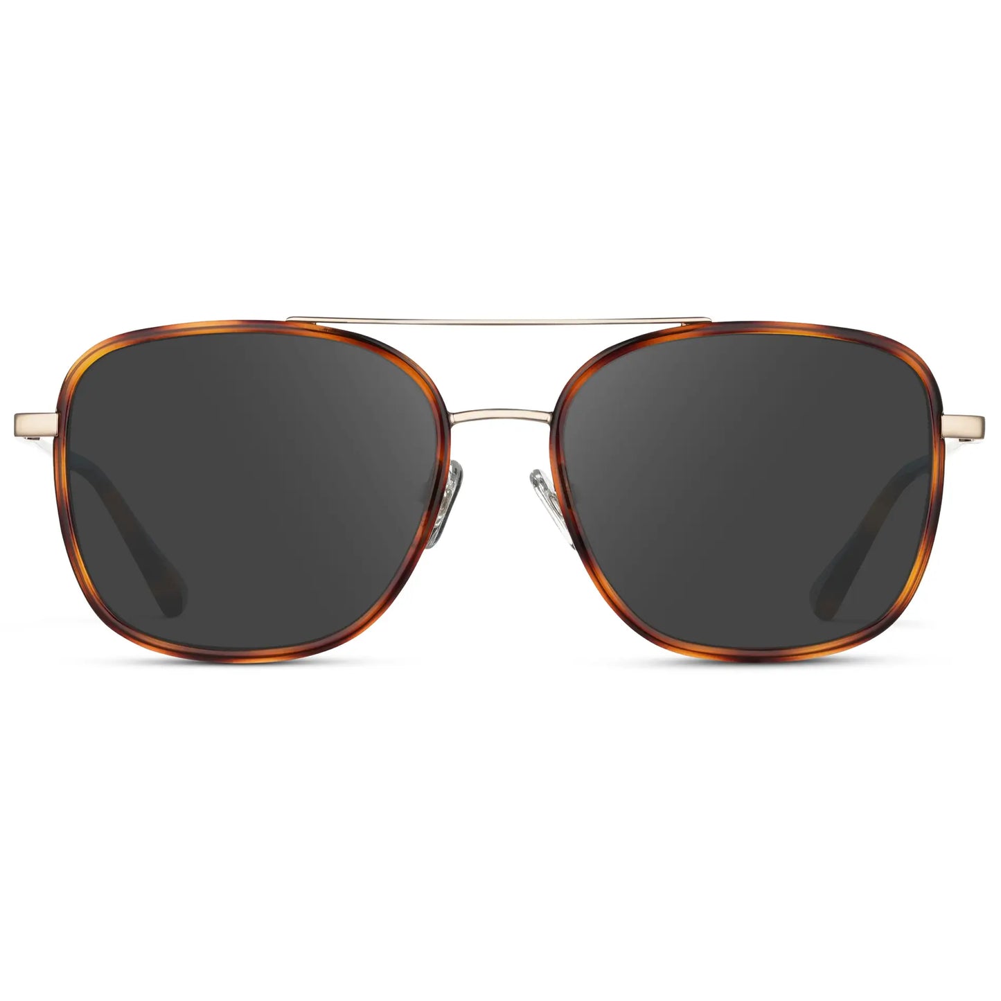 Brown Tortoise / Grey || Women's Oversized Square Aviator Prescription Eyeglasses with Brown Tortoise Acetate and Stainless Steel Frame and Grey Lenses