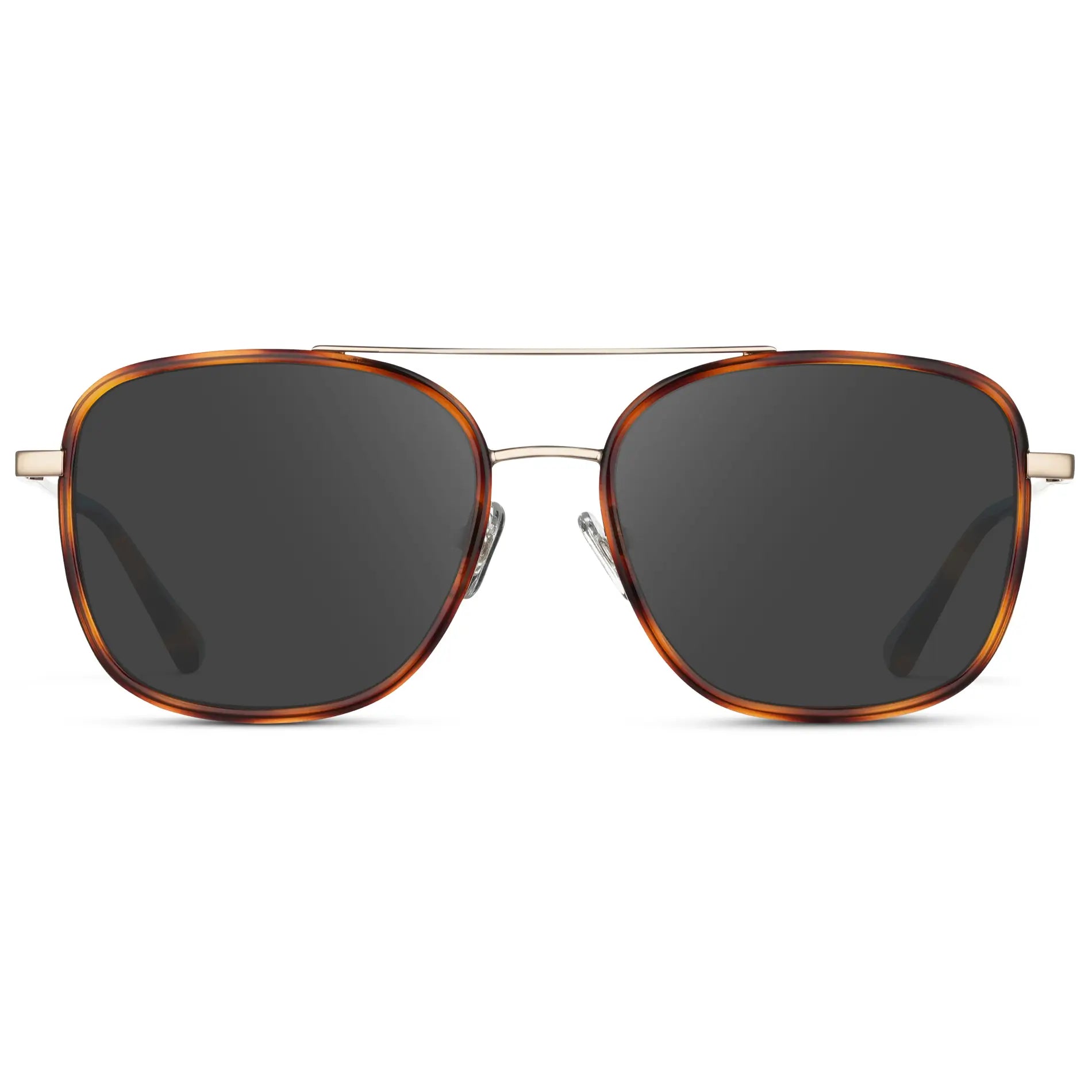 Brown Tortoise / Grey || Women's Oversized Square Aviator Prescription Eyeglasses with Brown Tortoise Acetate and Stainless Steel Frame and Grey Lenses