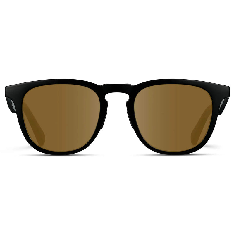 Black / Amber || Men's Round Prescription Sunglasses with Black Frame and Brown Lens