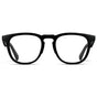 Black || Men's Round Prescription Glasses with Black Frame and Clear Lenses on a white background 