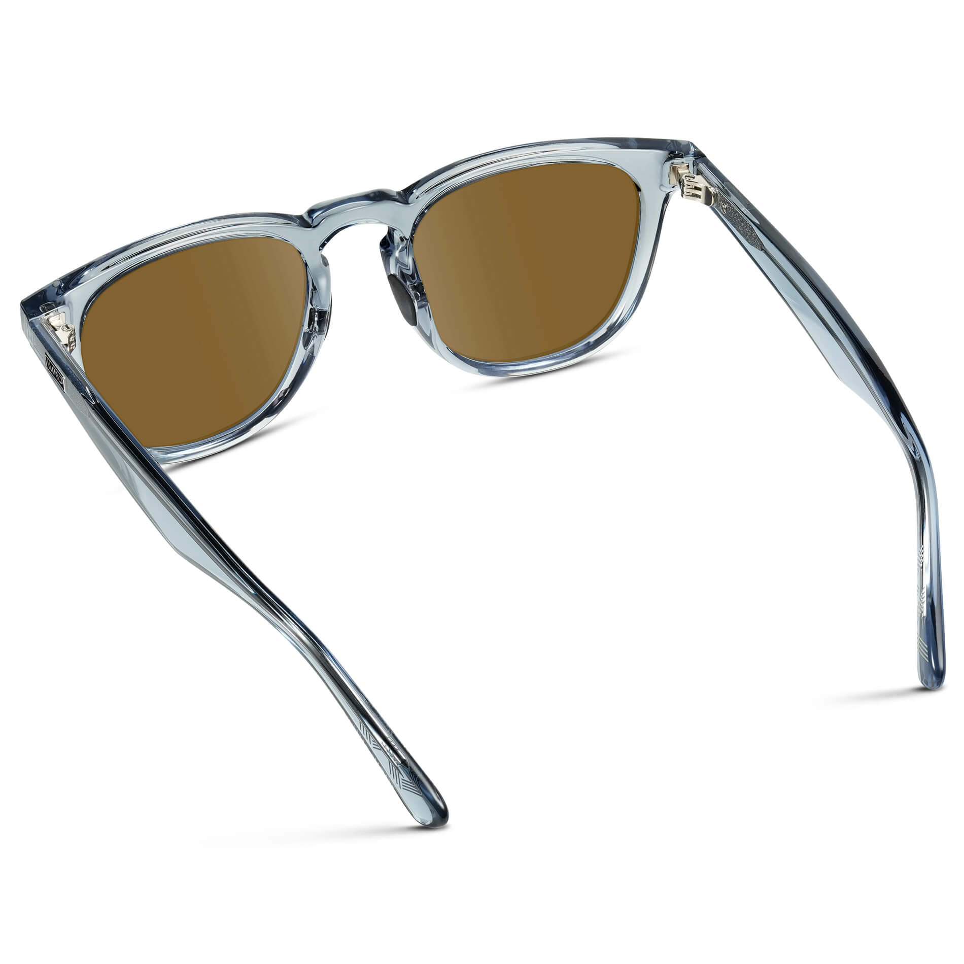 Denim Blue / Amber Lens || Blue Round Frame Sunglasses with Brown Lenses