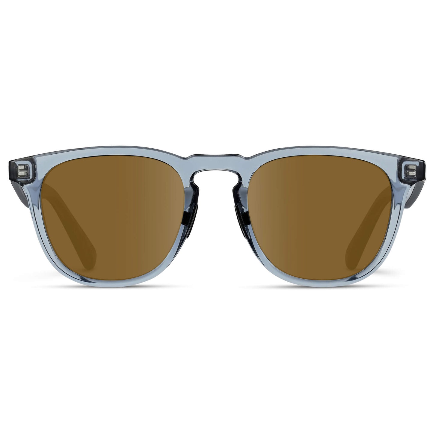 Denim Blue / Amber Lens || Blue Round Frame Sunglasses with Brown Lenses