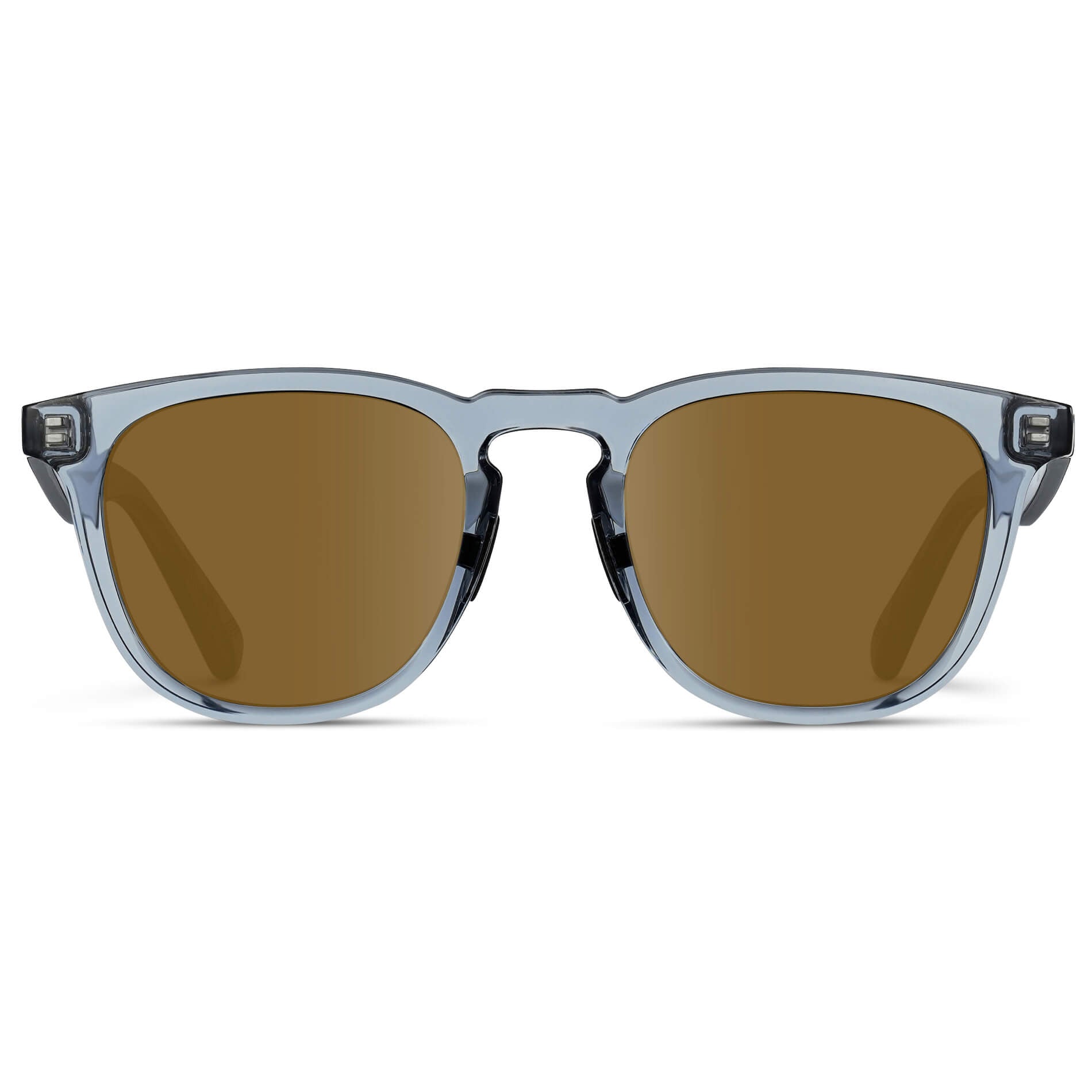 Denim Blue / Amber Lens || Blue Round Frame Sunglasses with Brown Lenses