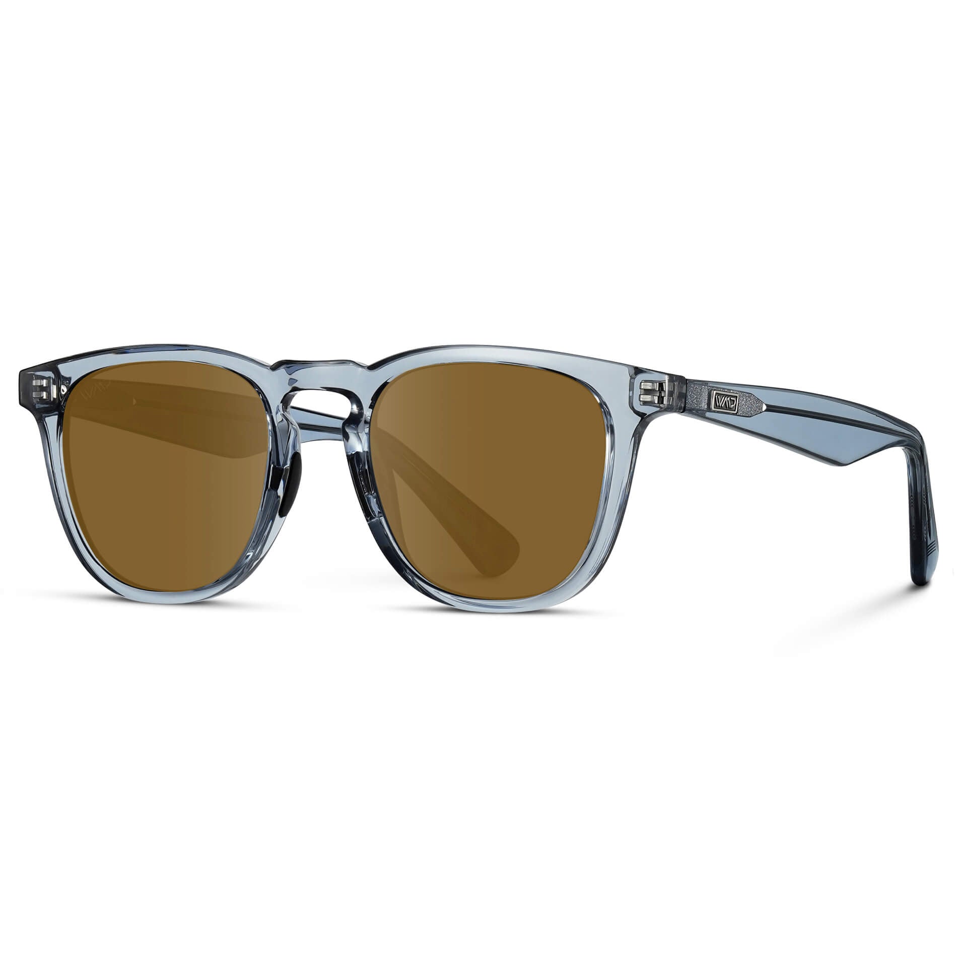 Denim Blue / Amber Lens || Blue Round Frame Sunglasses with Brown Lenses