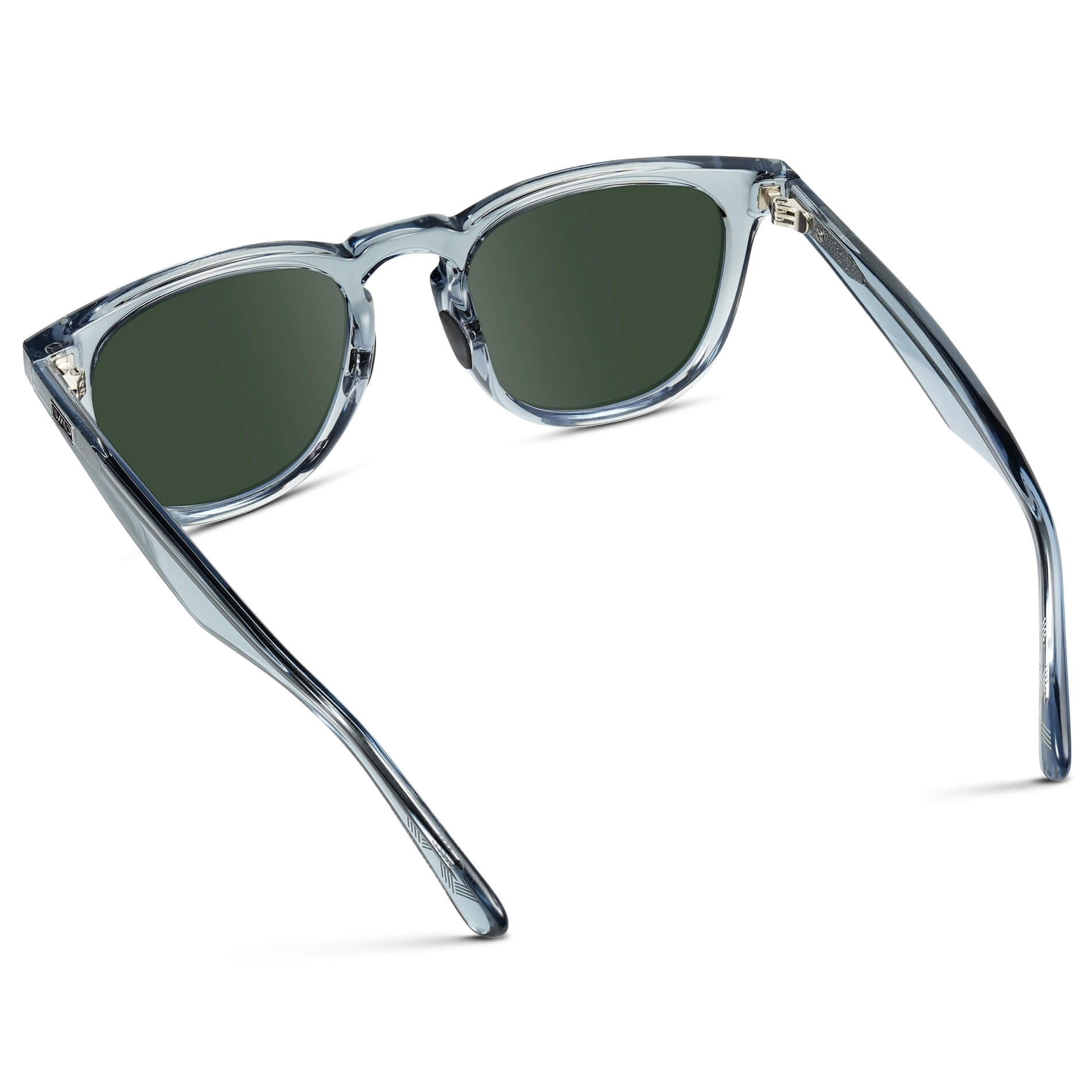Denim Blue / G15 Lens || Blue Round Frame Sunglasses with Green Lenses