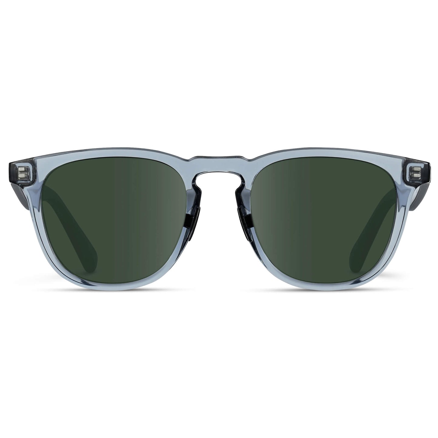 Denim Blue / G15 Lens || Blue Round Frame Sunglasses with Green Lenses