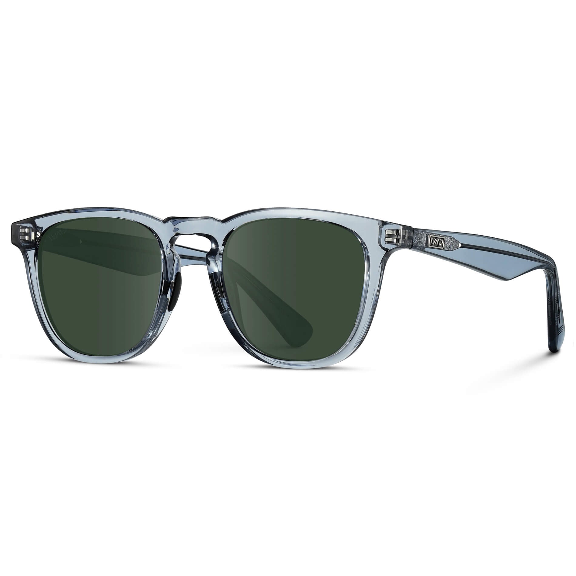 Denim Blue / G15 Lens || Blue Round Frame Sunglasses with Green Lenses