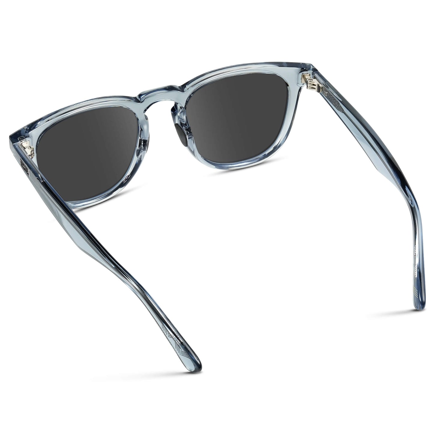 Denim Blue / Grey Lens || Blue Round Frame Sunglasses with Grey Lenses