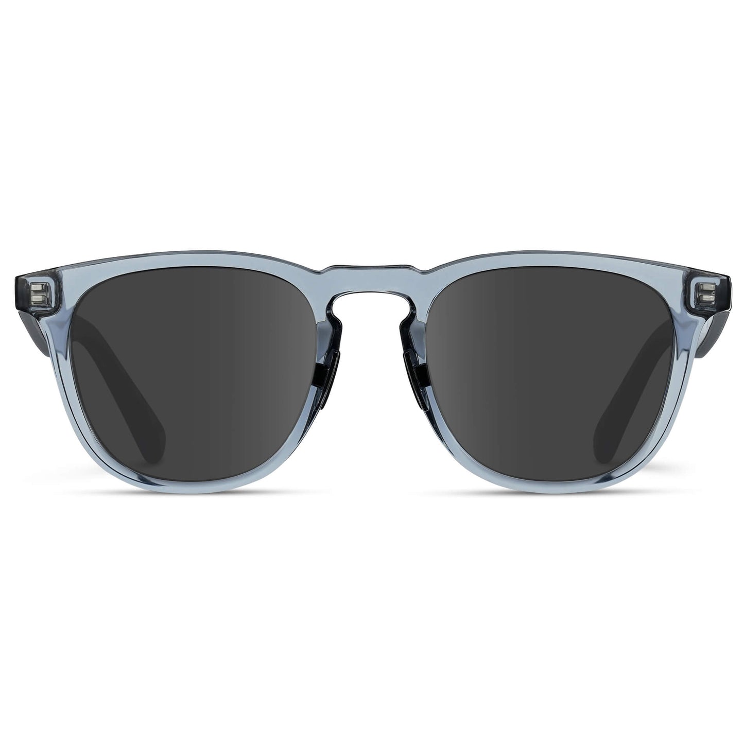 Denim Blue / Grey Lens || Blue Round Frame Sunglasses with Grey Lenses