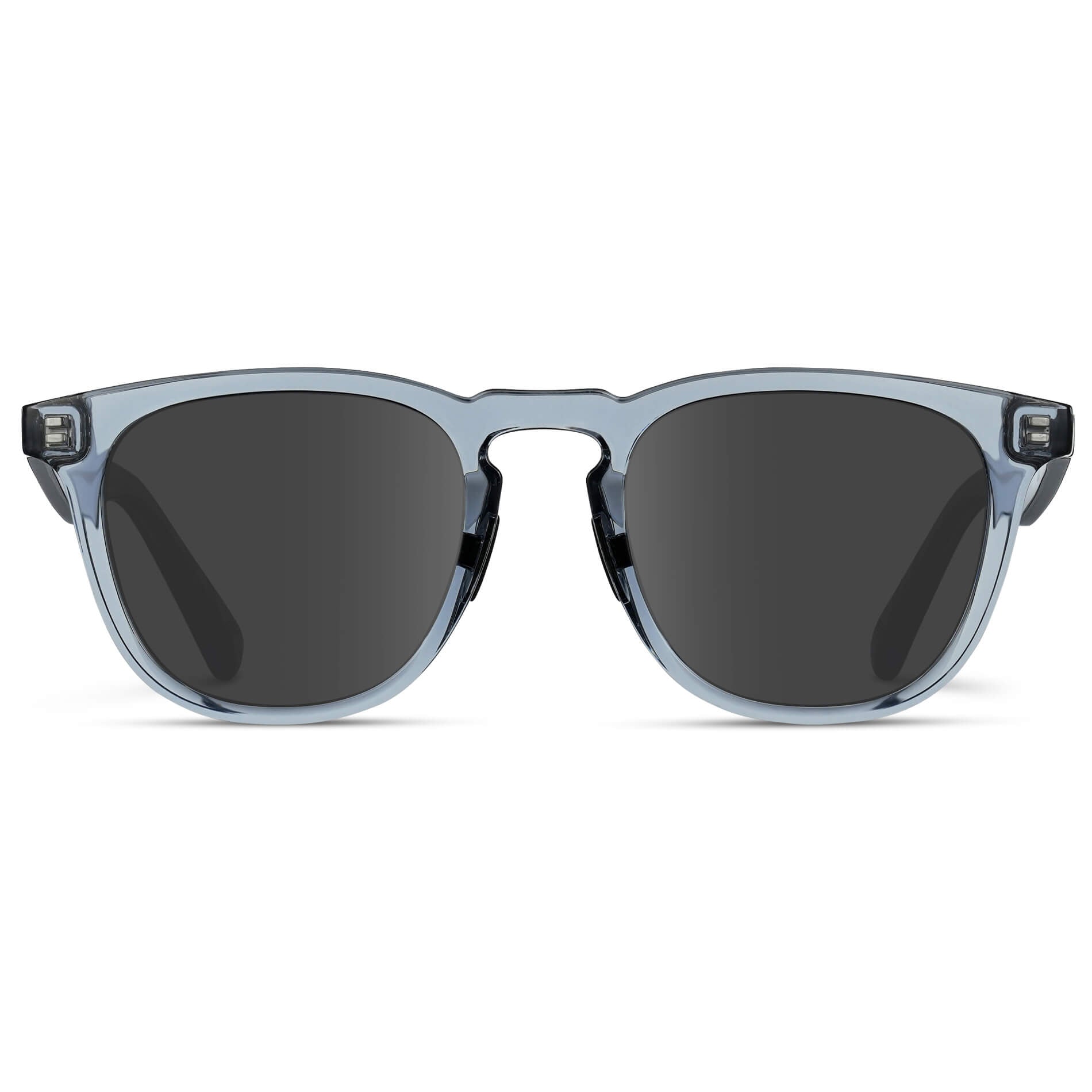 Denim Blue / Grey Lens || Blue Round Frame Sunglasses with Grey Lenses