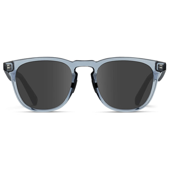 Denim Blue / Grey Lens || Blue Round Frame Sunglasses with Grey Lenses