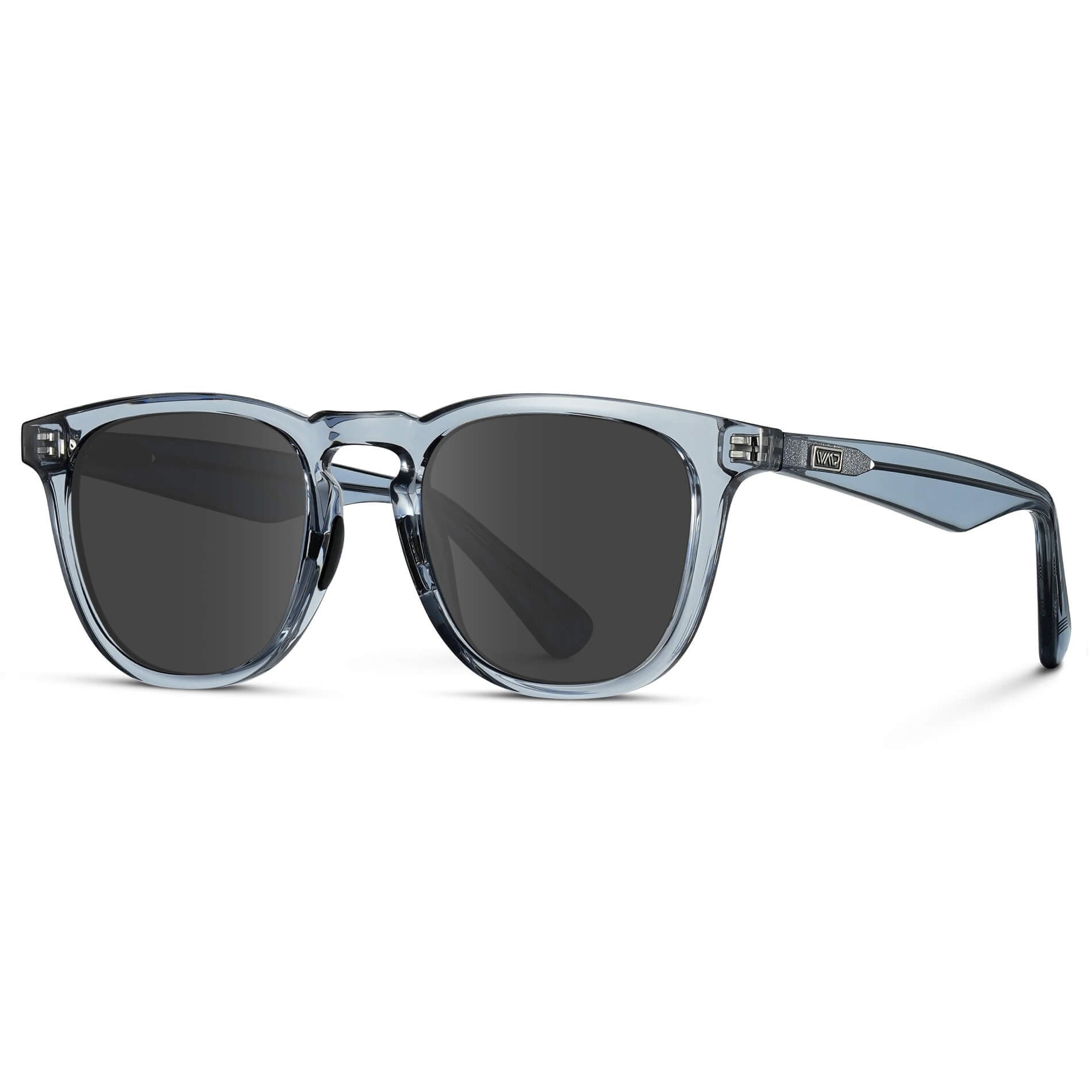 Denim Blue / Grey Lens || Blue Round Frame Sunglasses with Grey Lenses