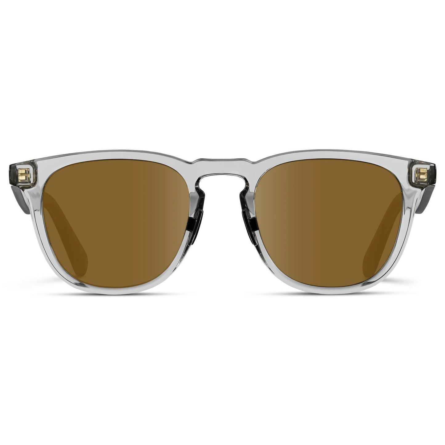 Crystal Ice Grey / Amber Lens || Clear Round Frame Glasses with Brown Lenses