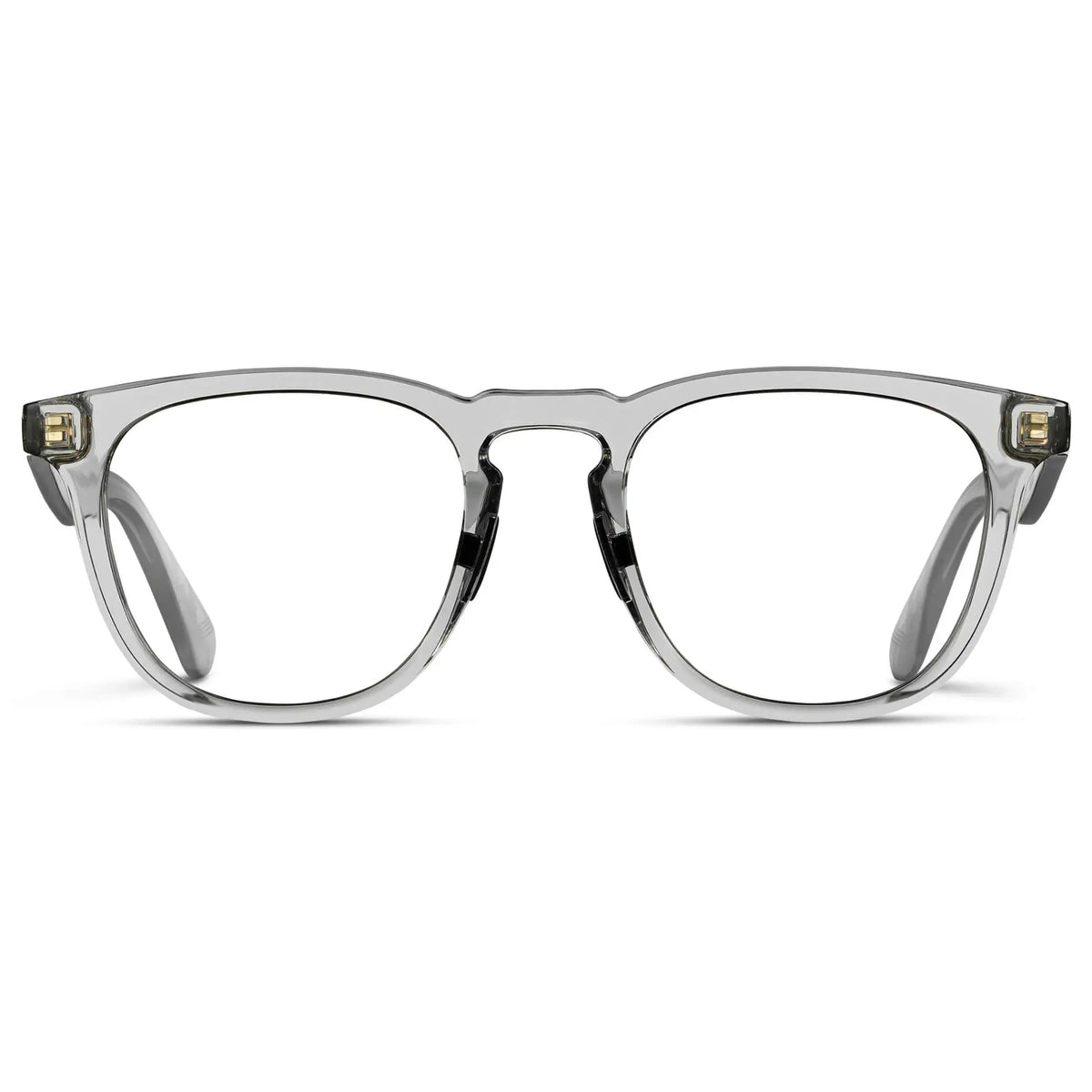 Front view of Men's Medium Fit Round Prescription Glasses with Crystal Ice Grey Frame and Clear Lens on a white background