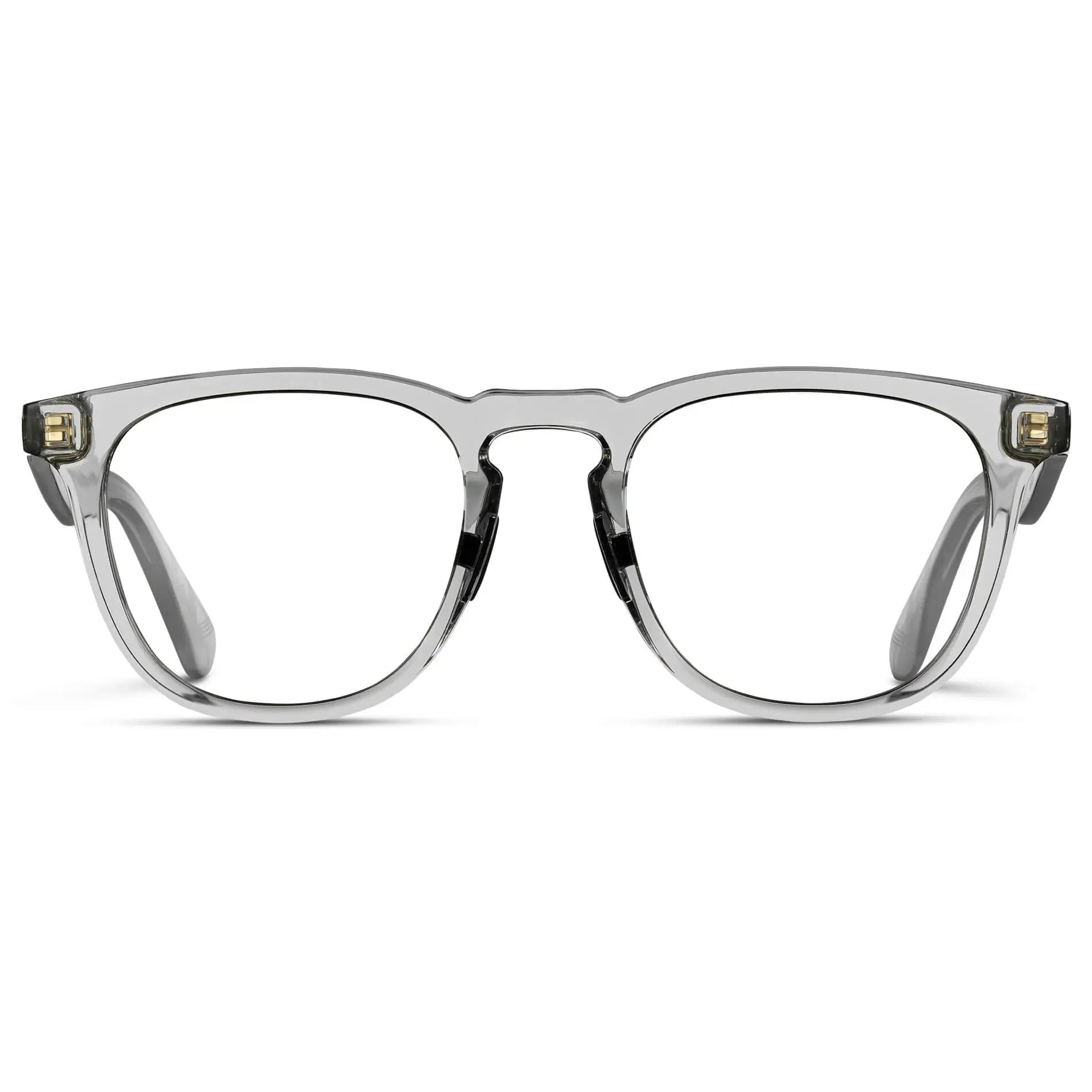 Crystal Ice Grey || Men's Round Prescription Glasses with Crystal Ice Grey Frame and Clear Lenses on a white background 