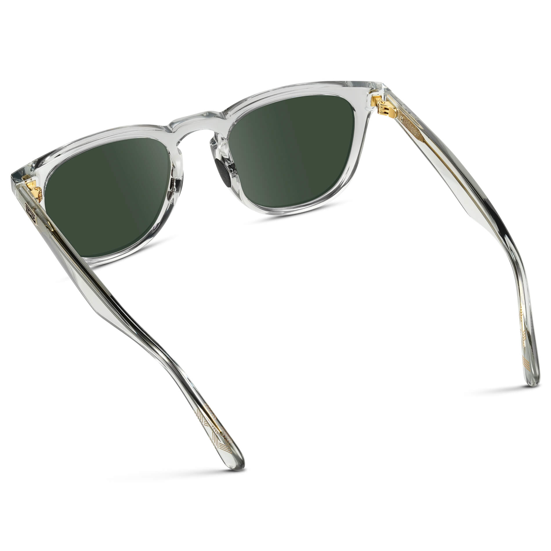 Crystal Ice Grey / G15 Lens || Clear Round Frame Glasses with Green Lenses