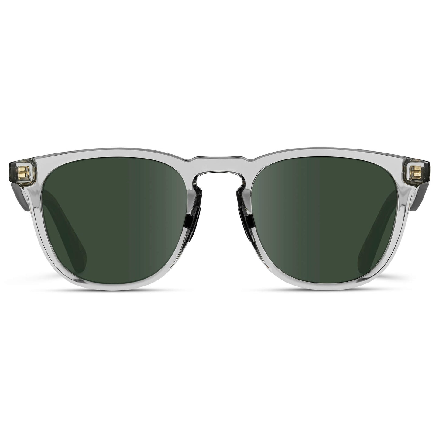 Crystal Ice Grey / G15 Lens || Clear Round Frame Glasses with Green Lenses